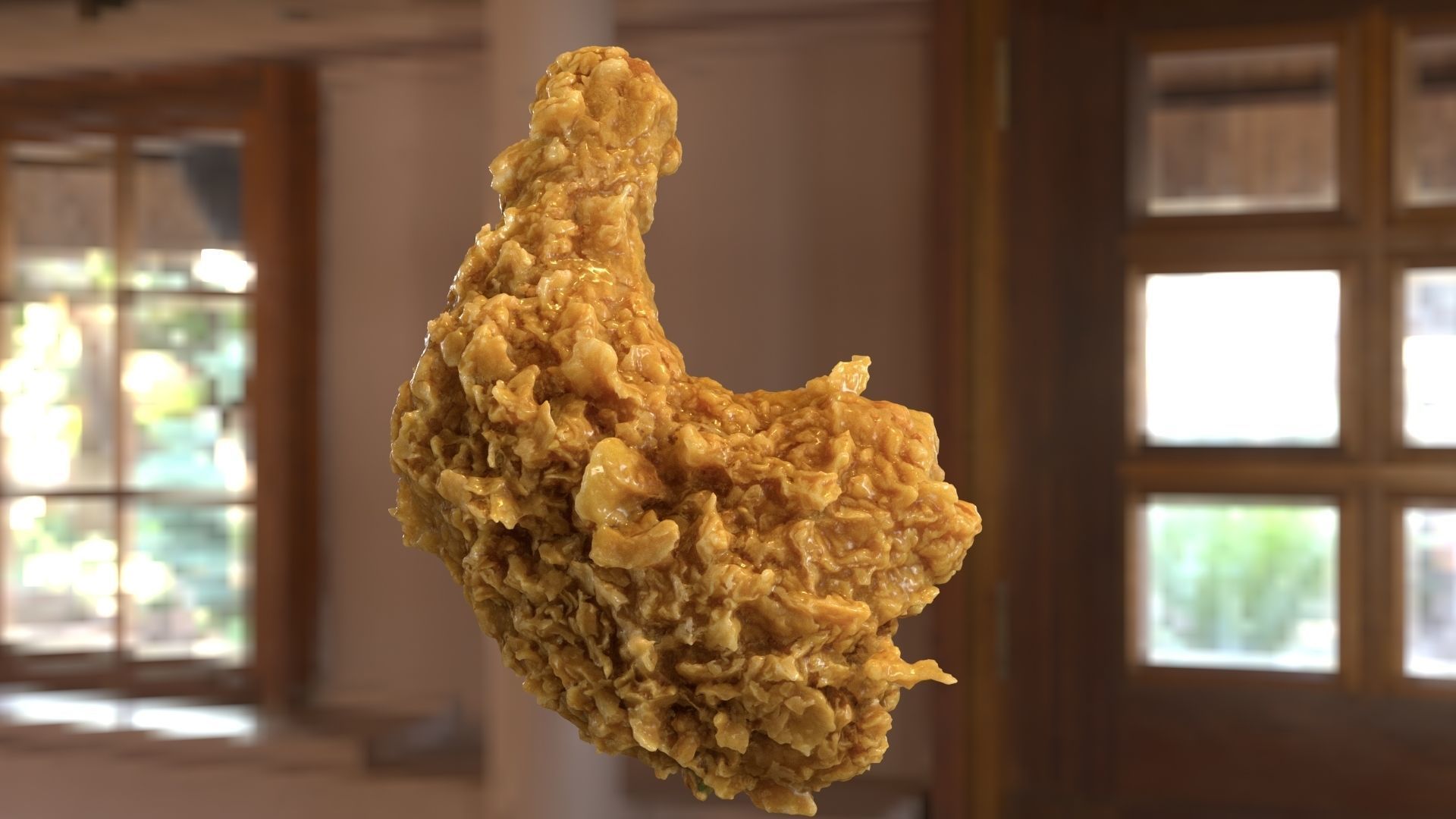 drumsticks fried chicken hanging from ceiling of restaurant 3D model_2