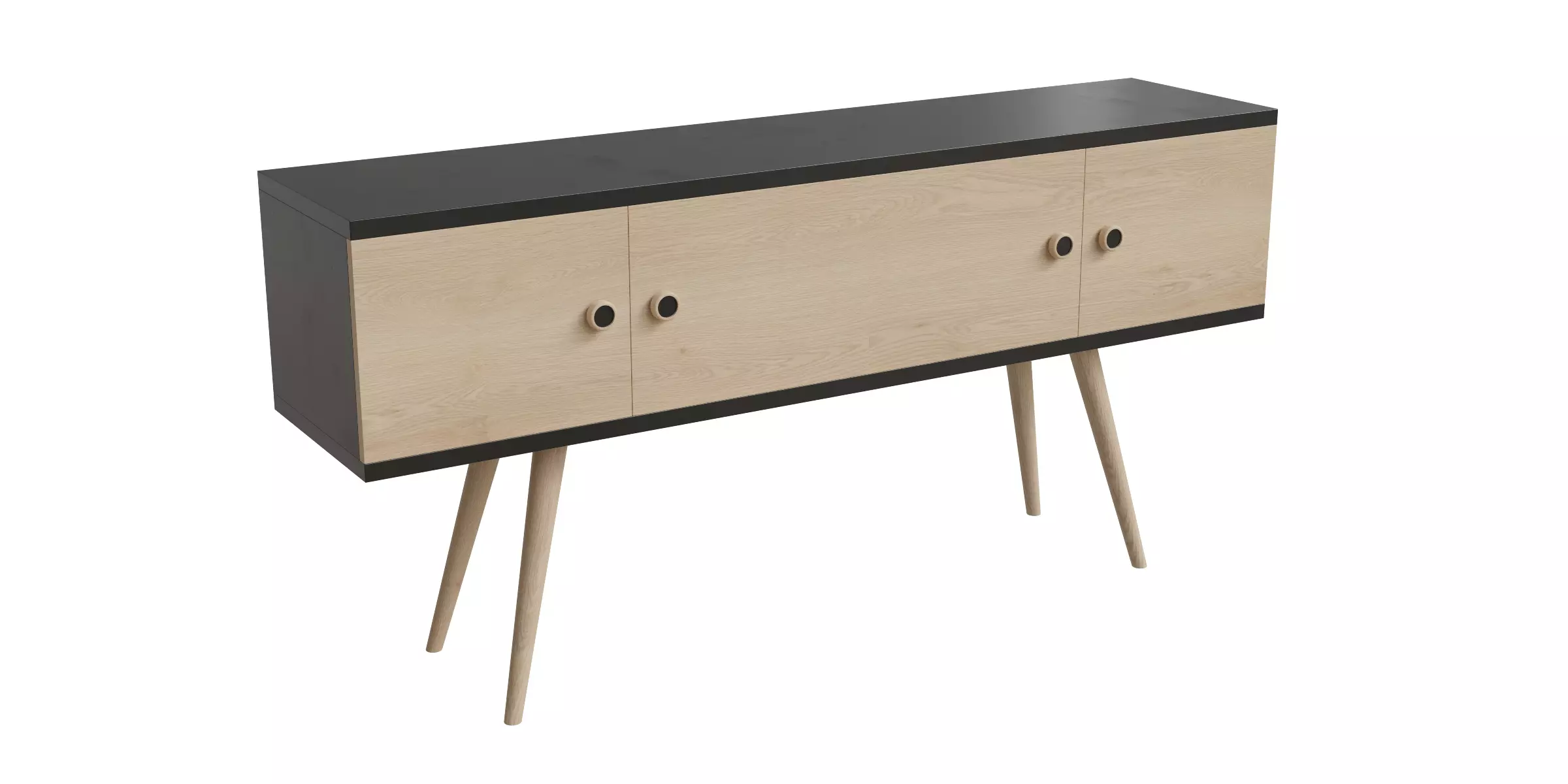 Mid Century Modern 2 Shelf Sideboard 3D model_0