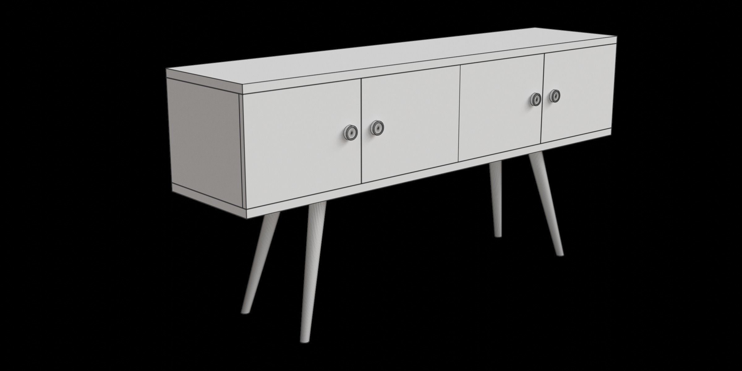 Mid Century Modern 2 Shelf Sideboard 3D model_8
