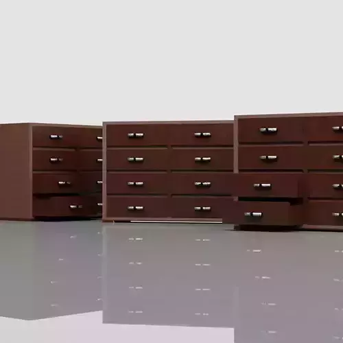 Wood Cabinate with Drawers Low-Poly 3D Model