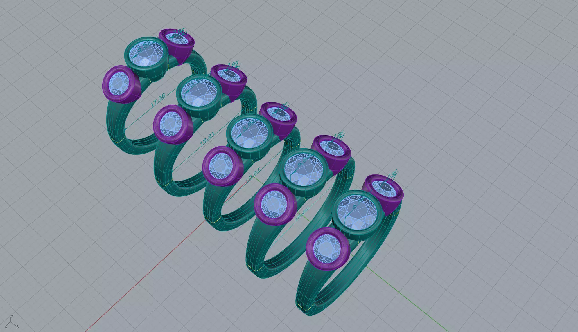 Ring Dorado 3 stones 3D print model