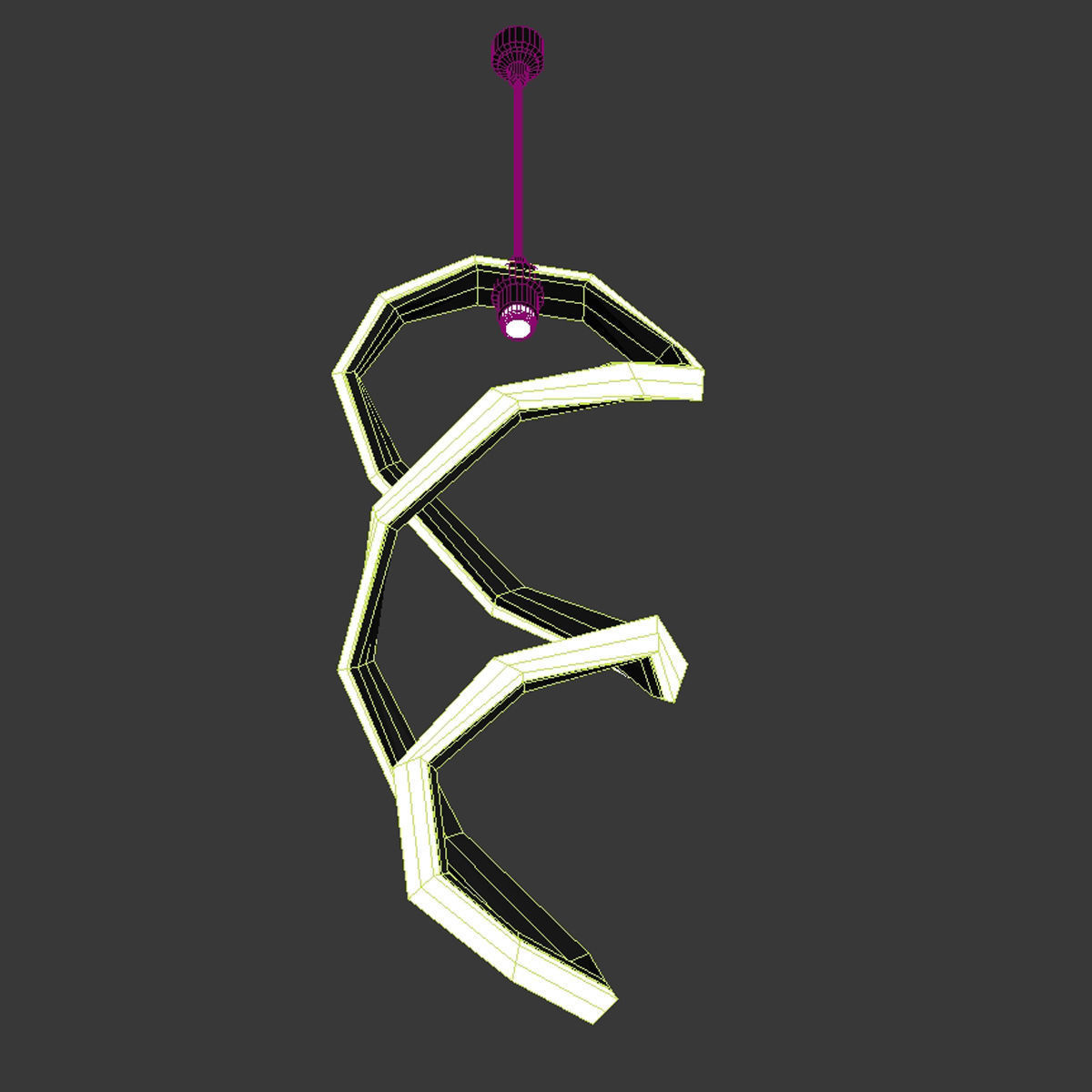 Custom made pendant led twisted lamp 3D model_7