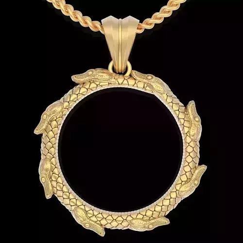 Snake pendant silver gold printable jewelry 3D model