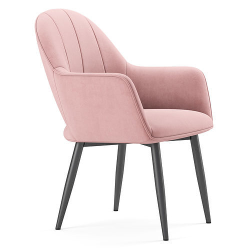 Bailey Velvet Dining Armchair 3D model 2