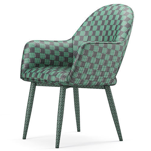 Bailey Velvet Dining Armchair 3D model 7