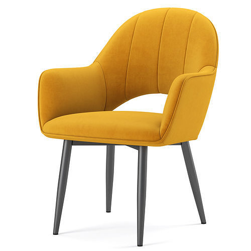Bailey Velvet Dining Armchair 3D model 5