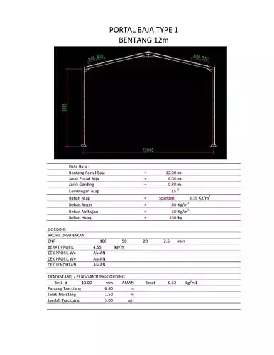 Analisa Struktur Bangunan Baja Dengan MS Excel 3D model