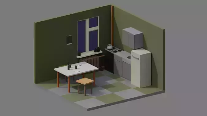 Soviet low-poly kitchen