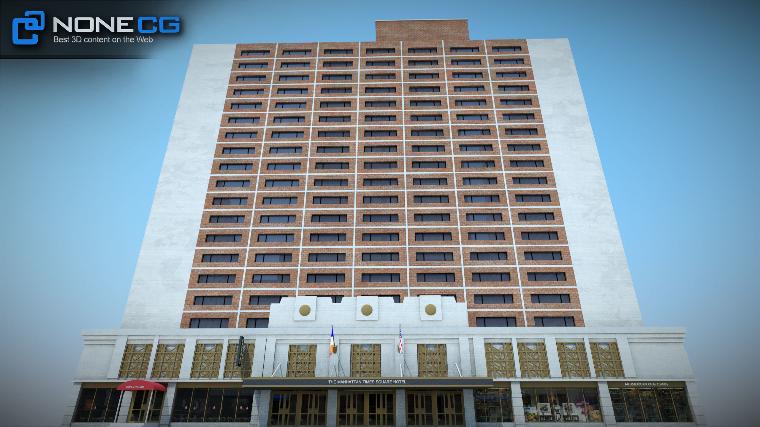 NYC Building Sheraton Manhattan Low-poly 3D model_26