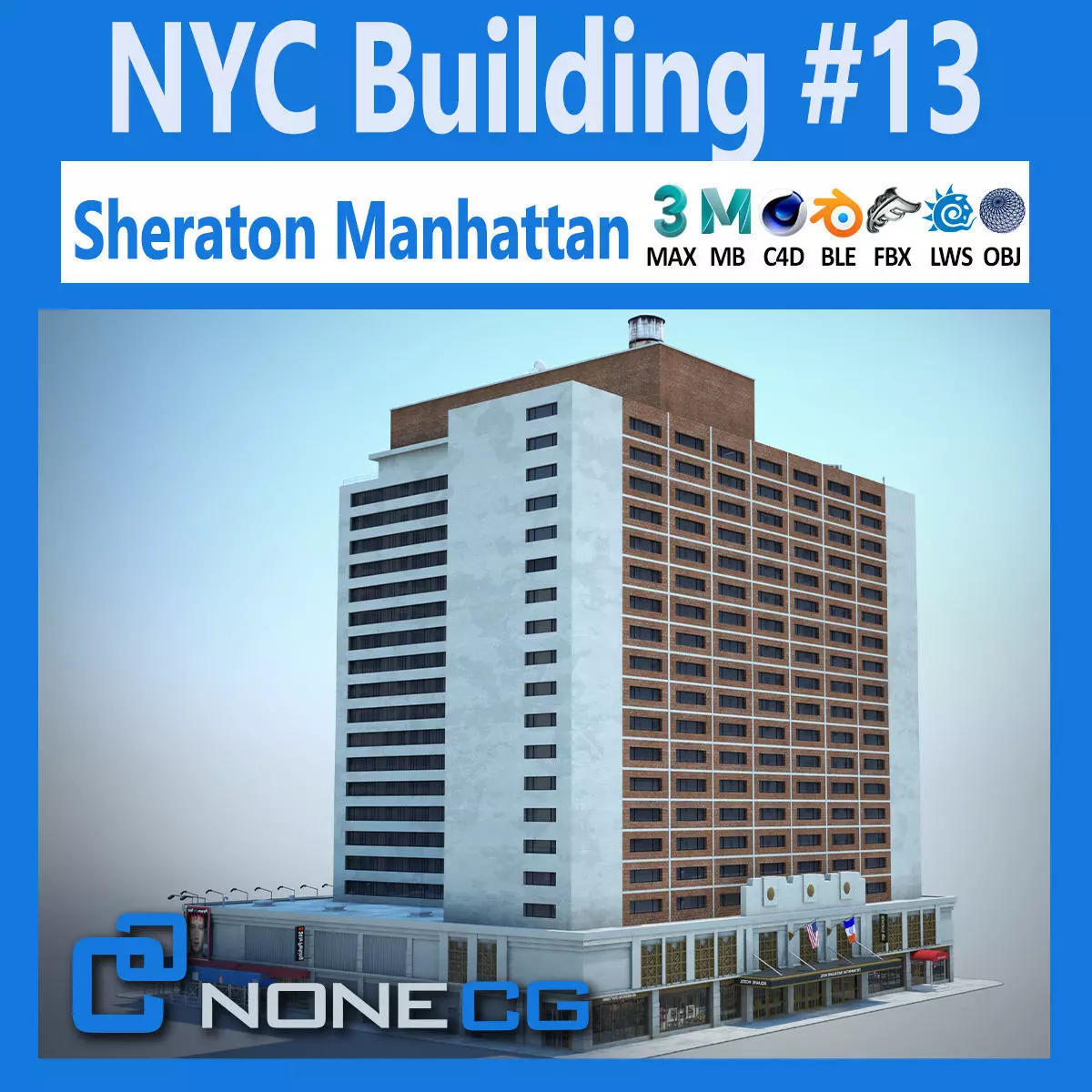 NYC Building Sheraton Manhattan Low-poly 3D model_0