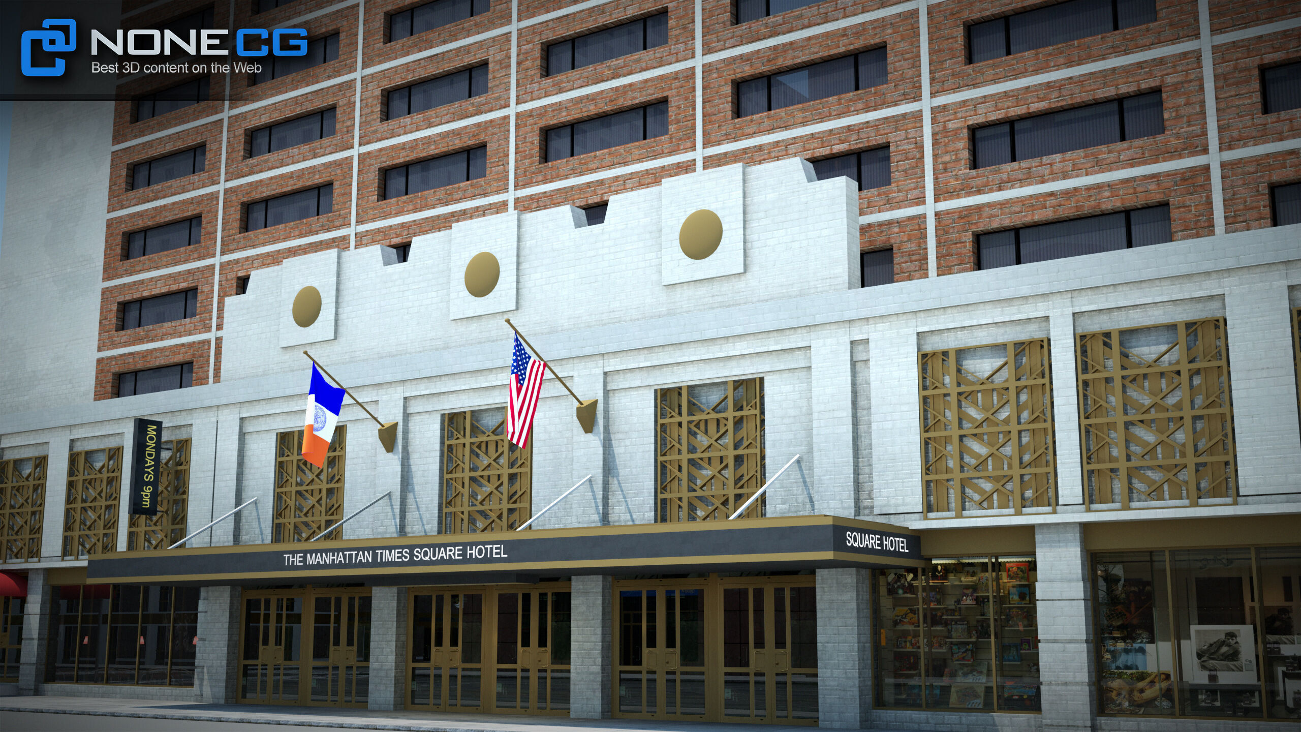 NYC Building Sheraton Manhattan Low-poly 3D model_17