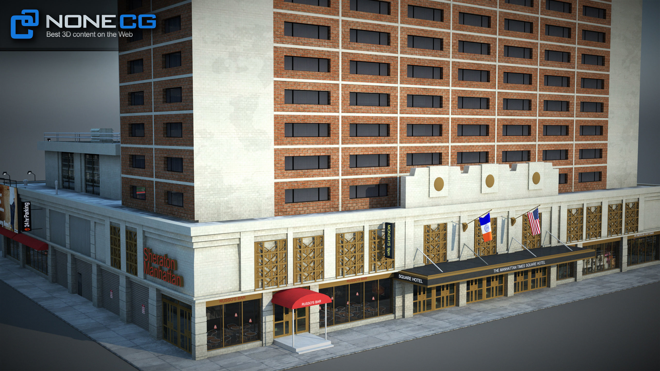 NYC Building Sheraton Manhattan Low-poly 3D model_4