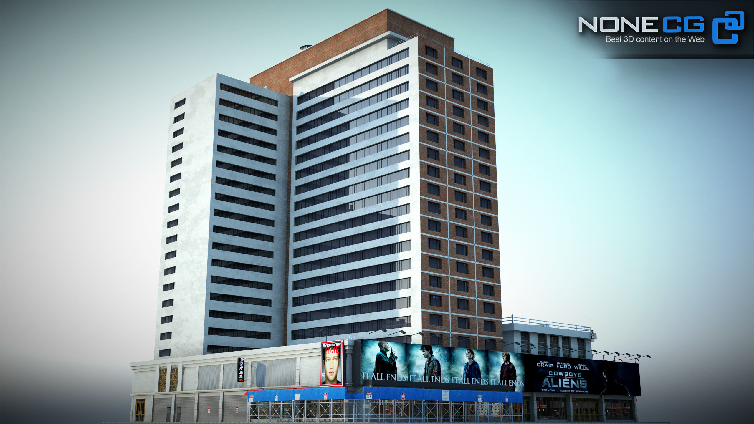 NYC Building Sheraton Manhattan Low-poly 3D model_13