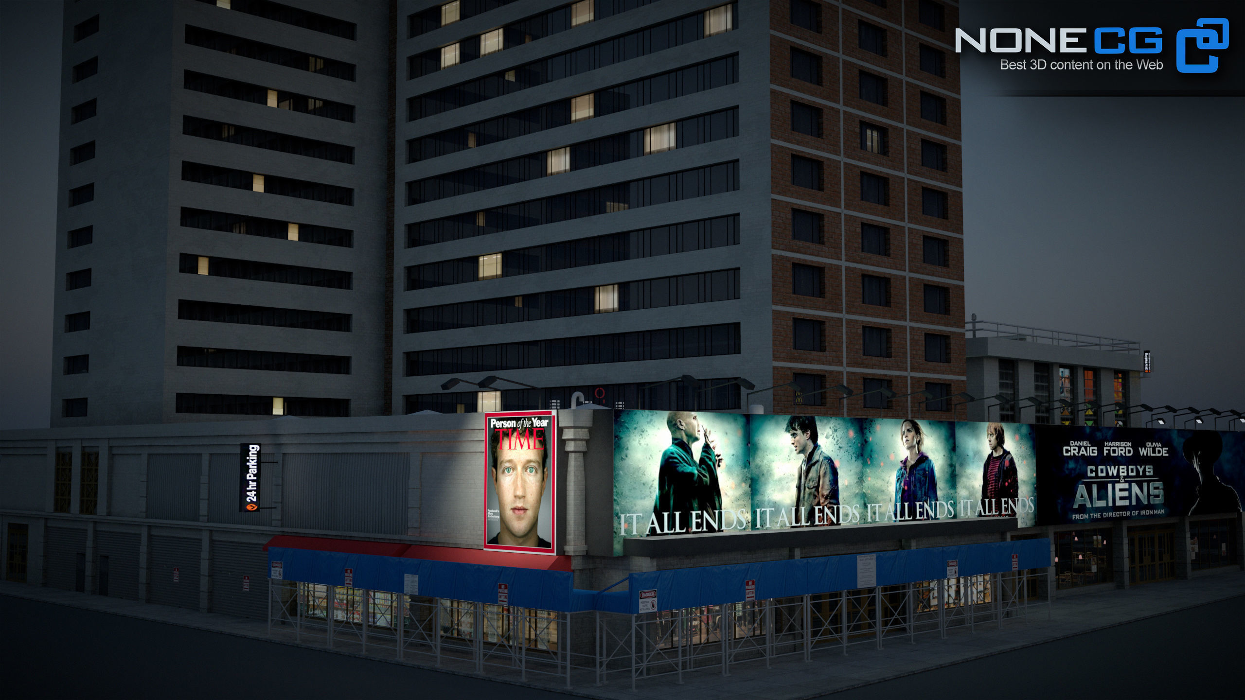 NYC Building Sheraton Manhattan Low-poly 3D model_7