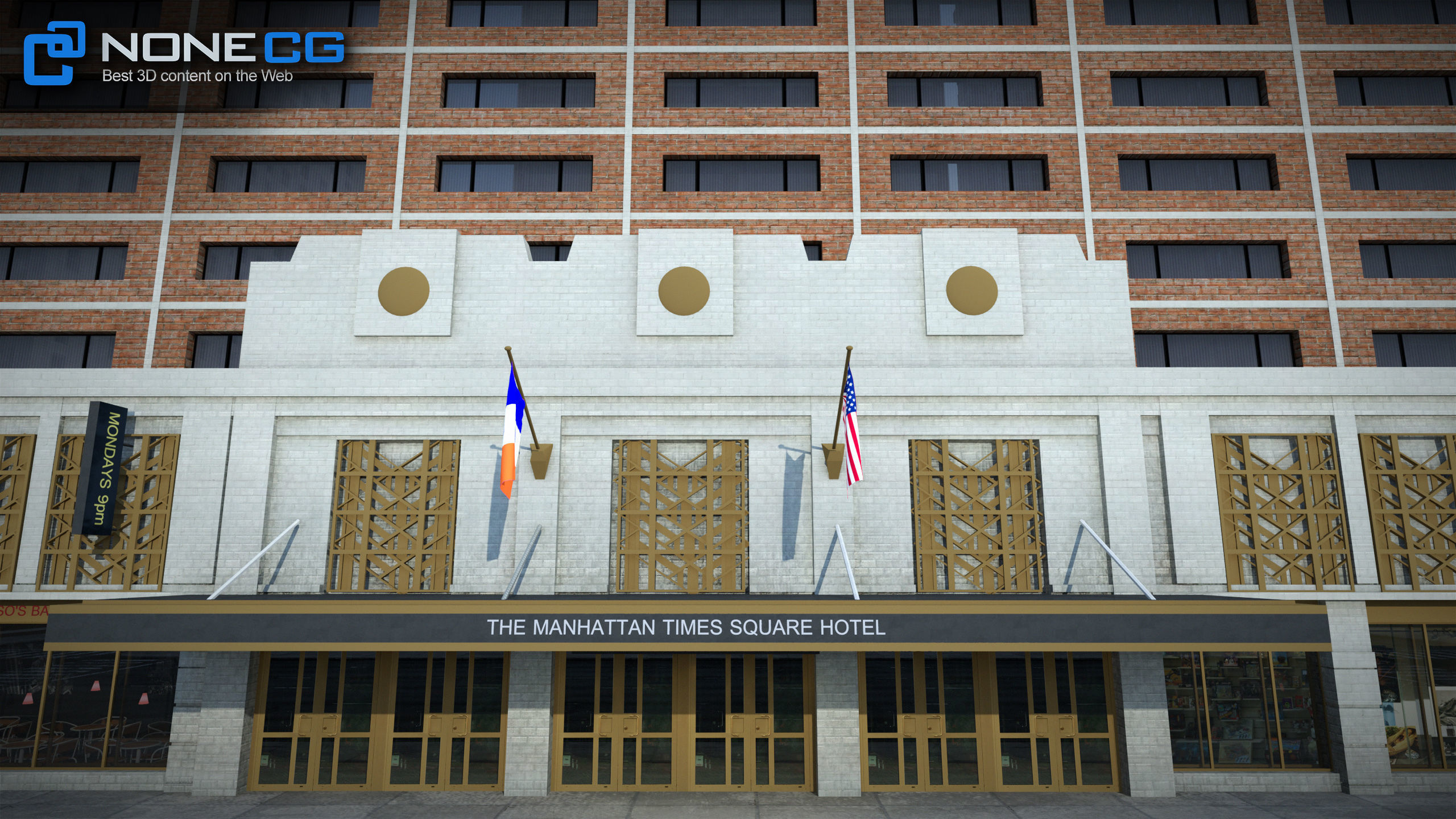 NYC Building Sheraton Manhattan Low-poly 3D model_29