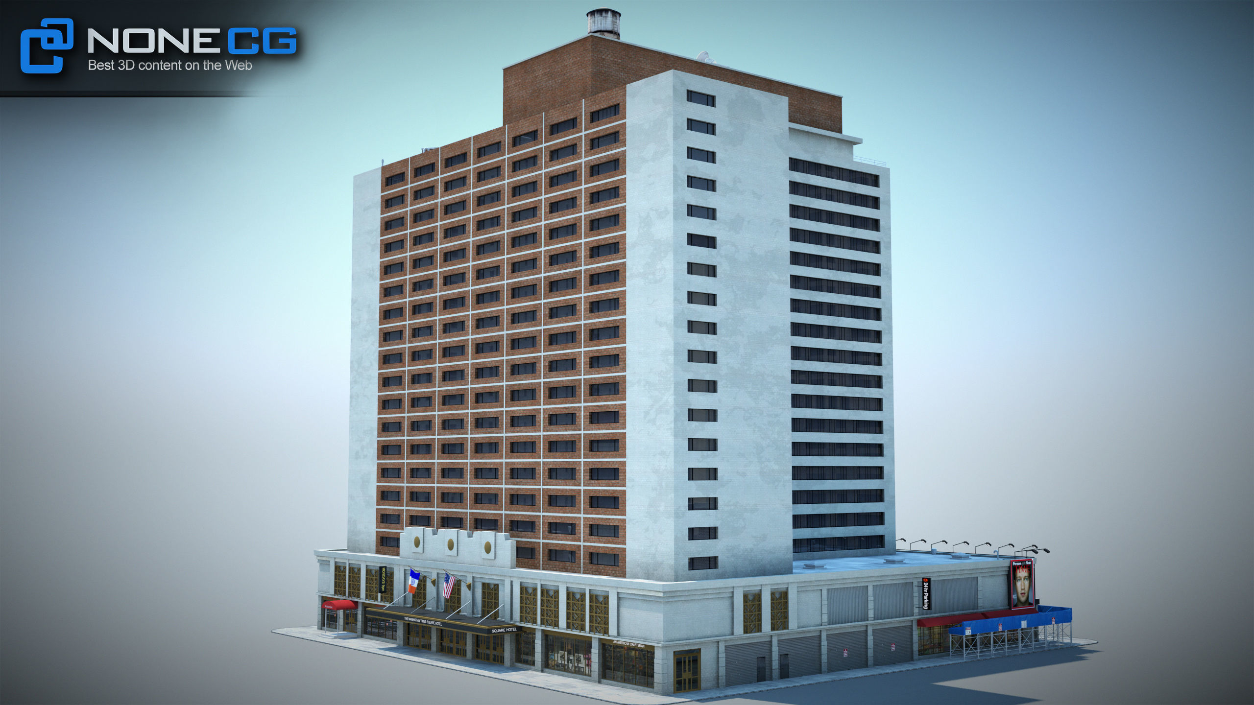 NYC Building Sheraton Manhattan Low-poly 3D model_10