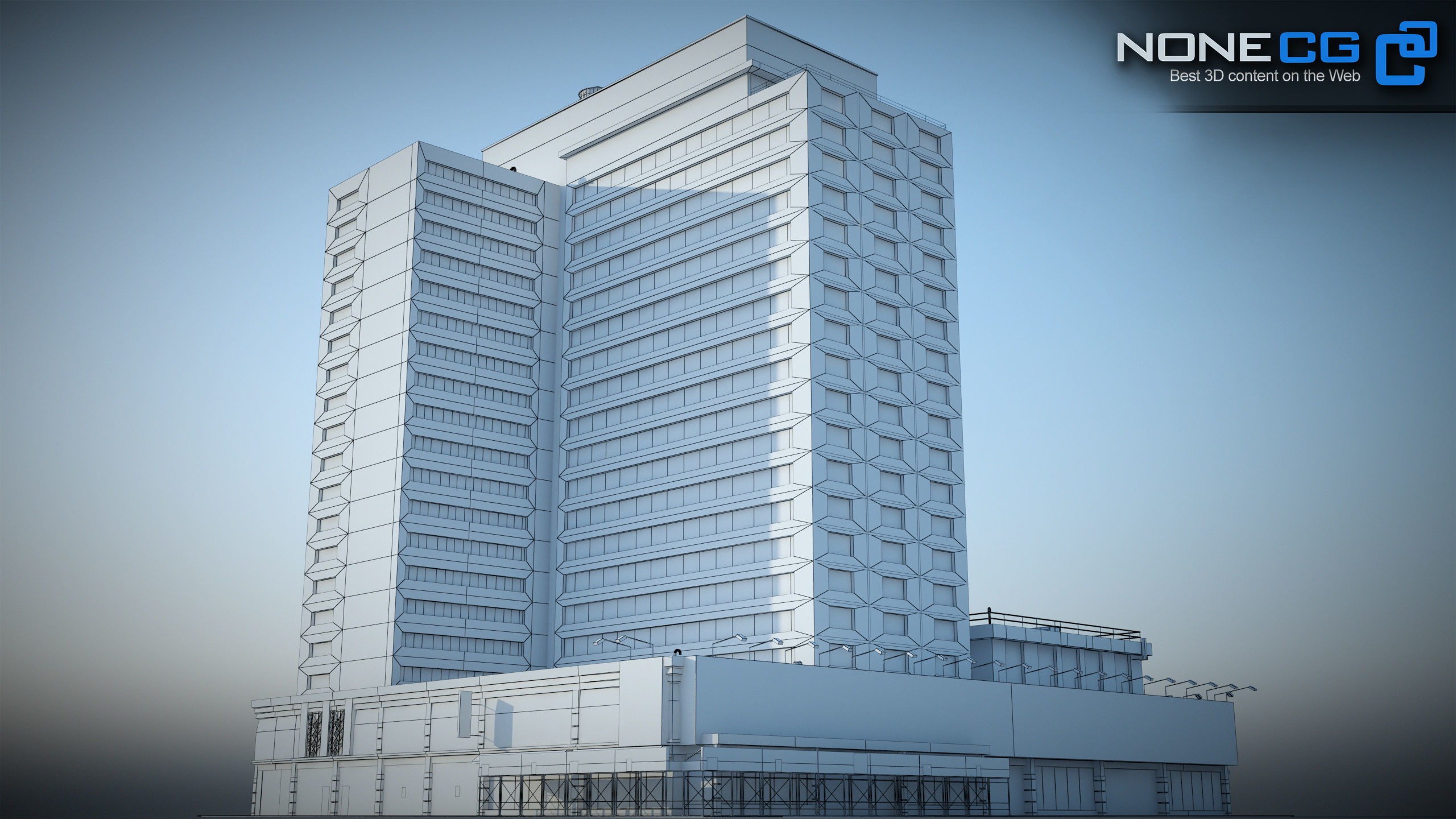NYC Building Sheraton Manhattan Low-poly 3D model_15