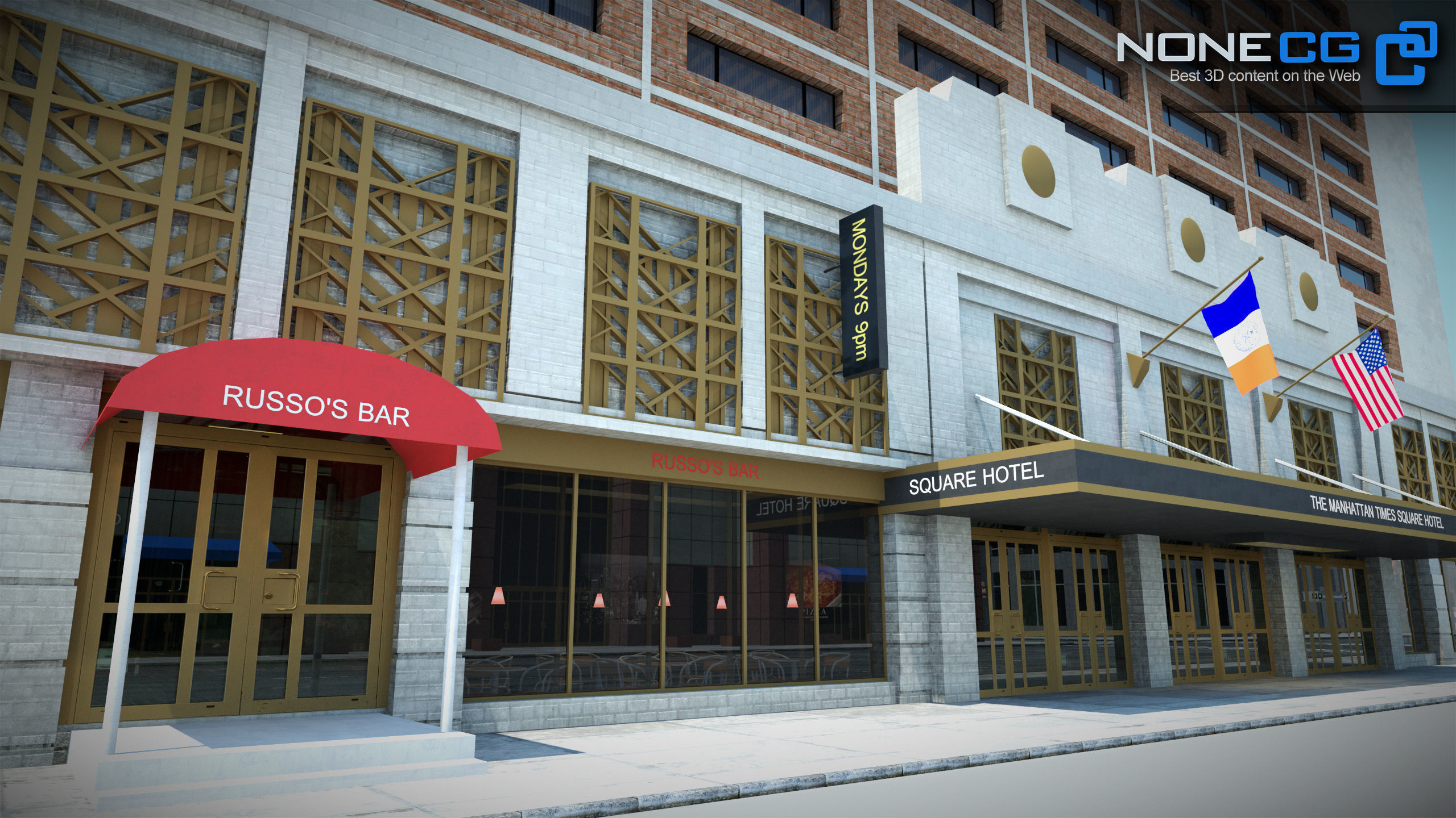 NYC Building Sheraton Manhattan Low-poly 3D model_23