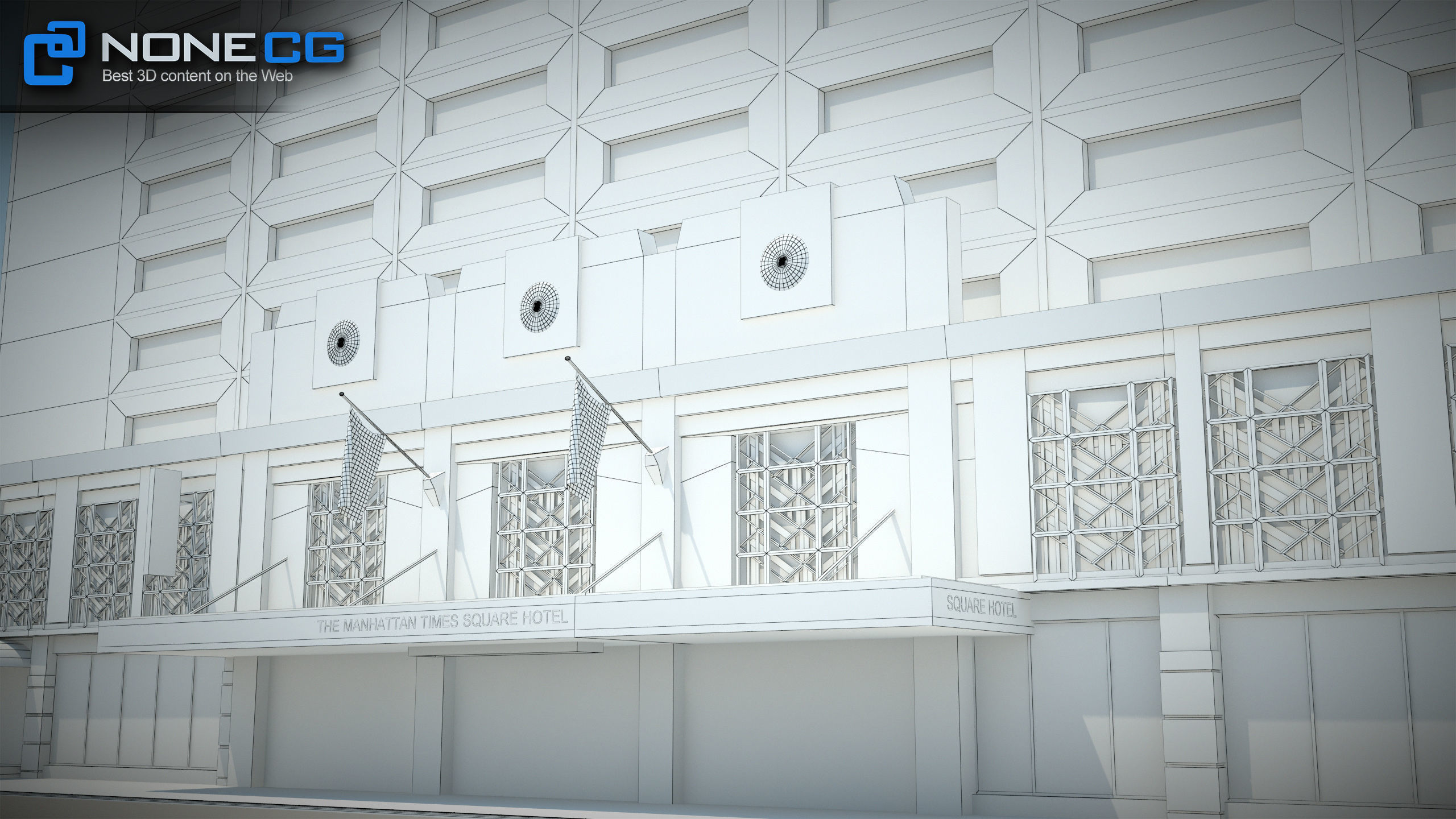 NYC Building Sheraton Manhattan Low-poly 3D model_19