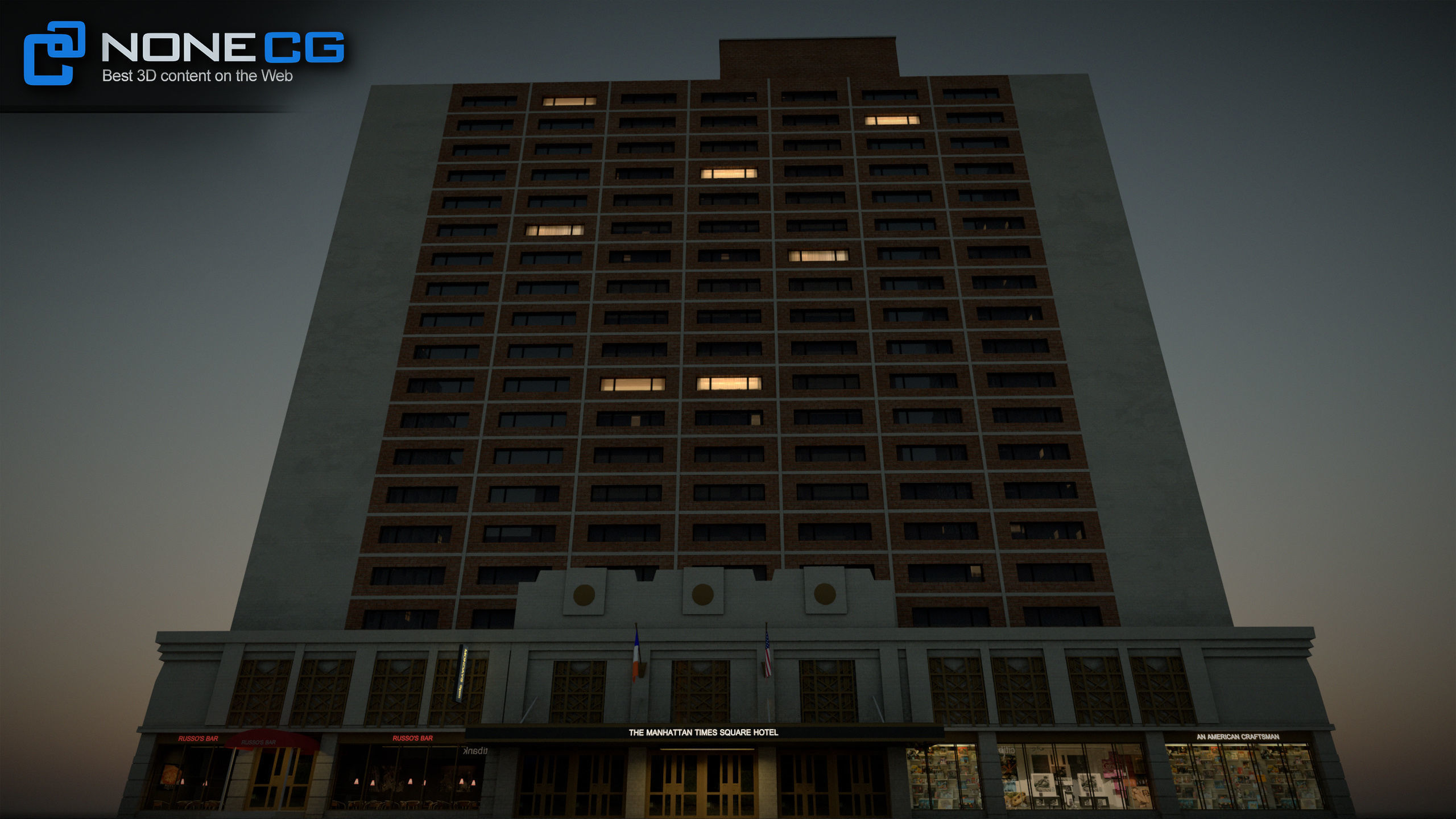 NYC Building Sheraton Manhattan Low-poly 3D model_27