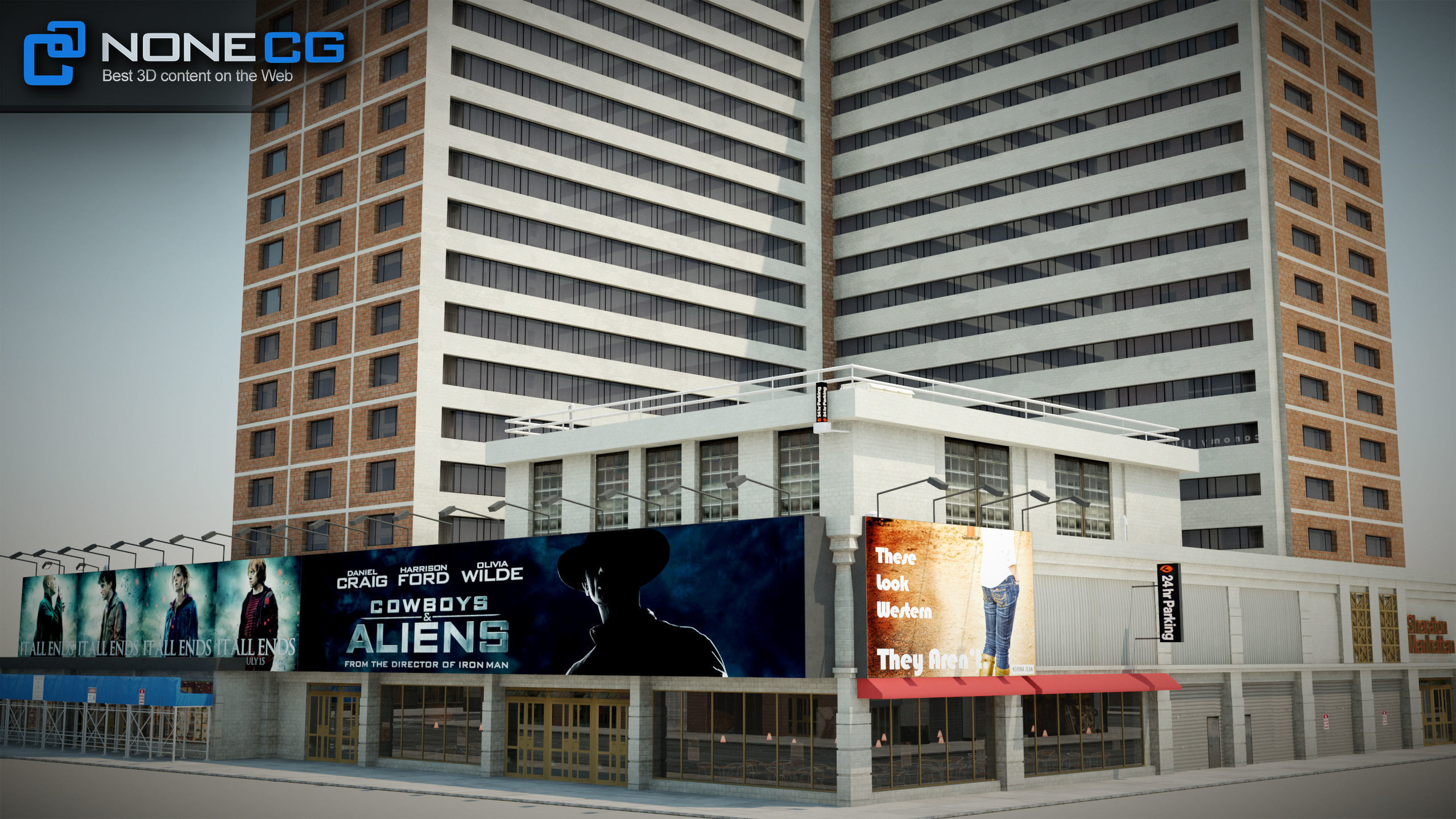 NYC Building Sheraton Manhattan Low-poly 3D model_8