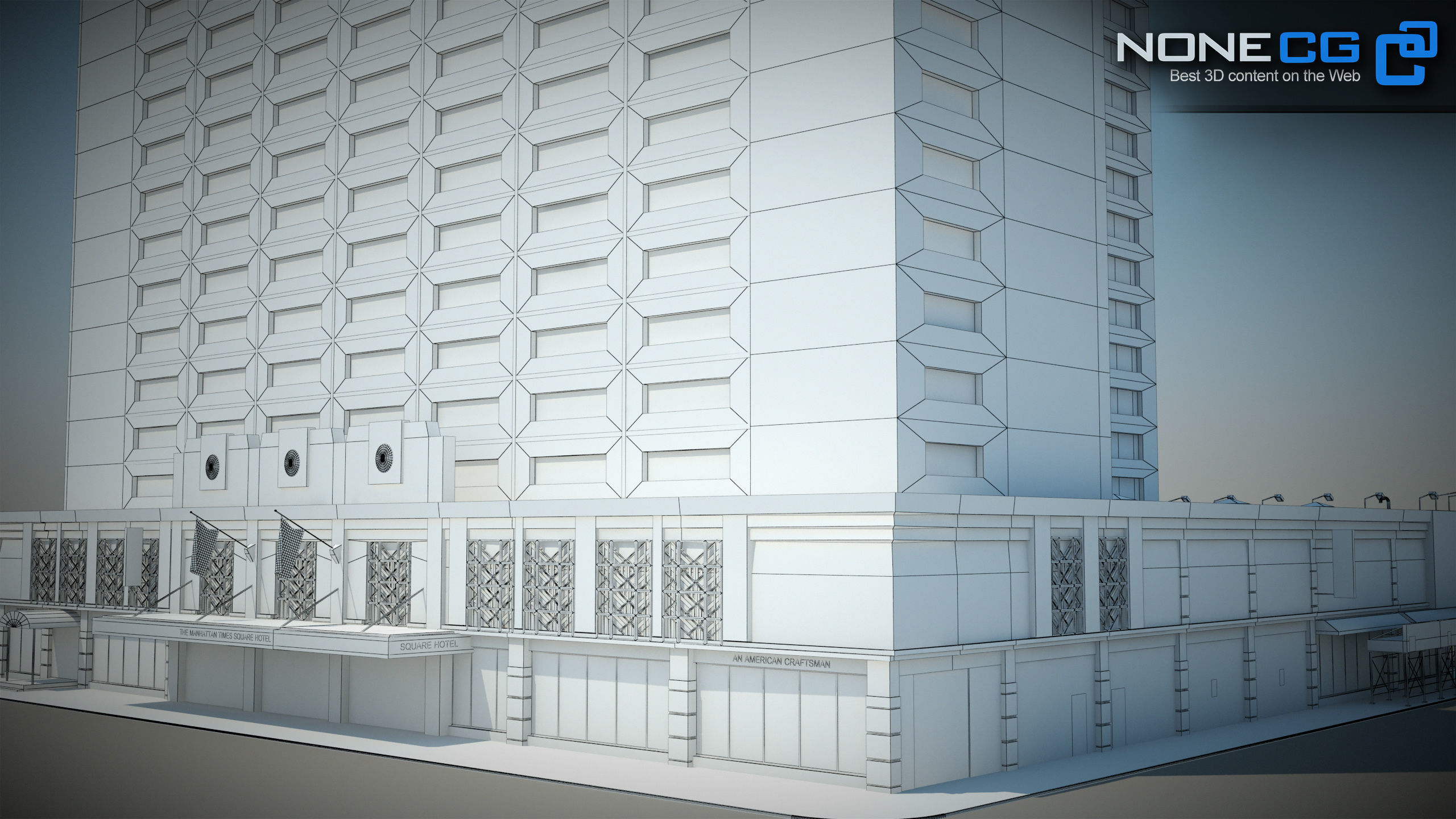 NYC Building Sheraton Manhattan Low-poly 3D model_3