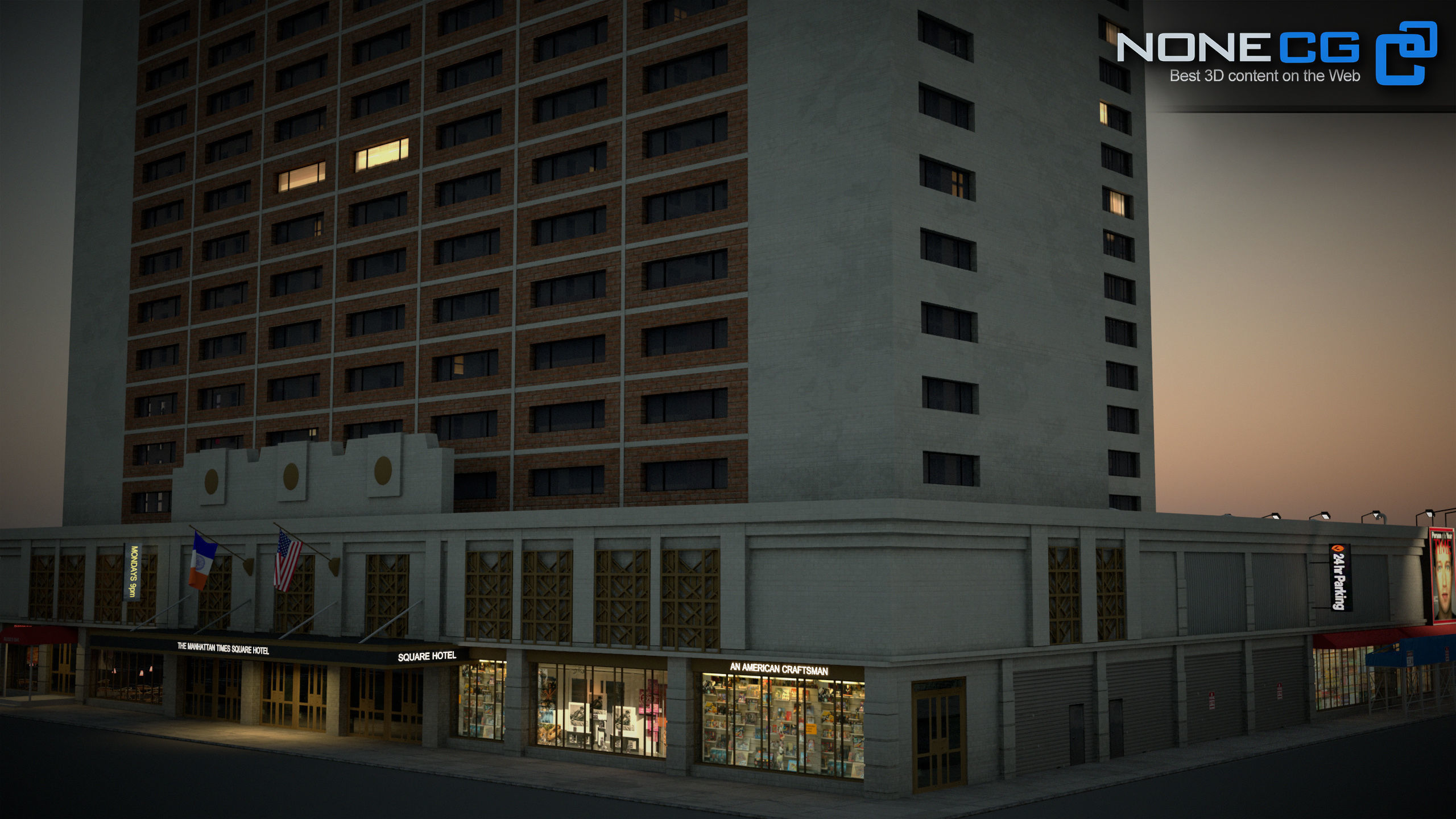 NYC Building Sheraton Manhattan Low-poly 3D model_2