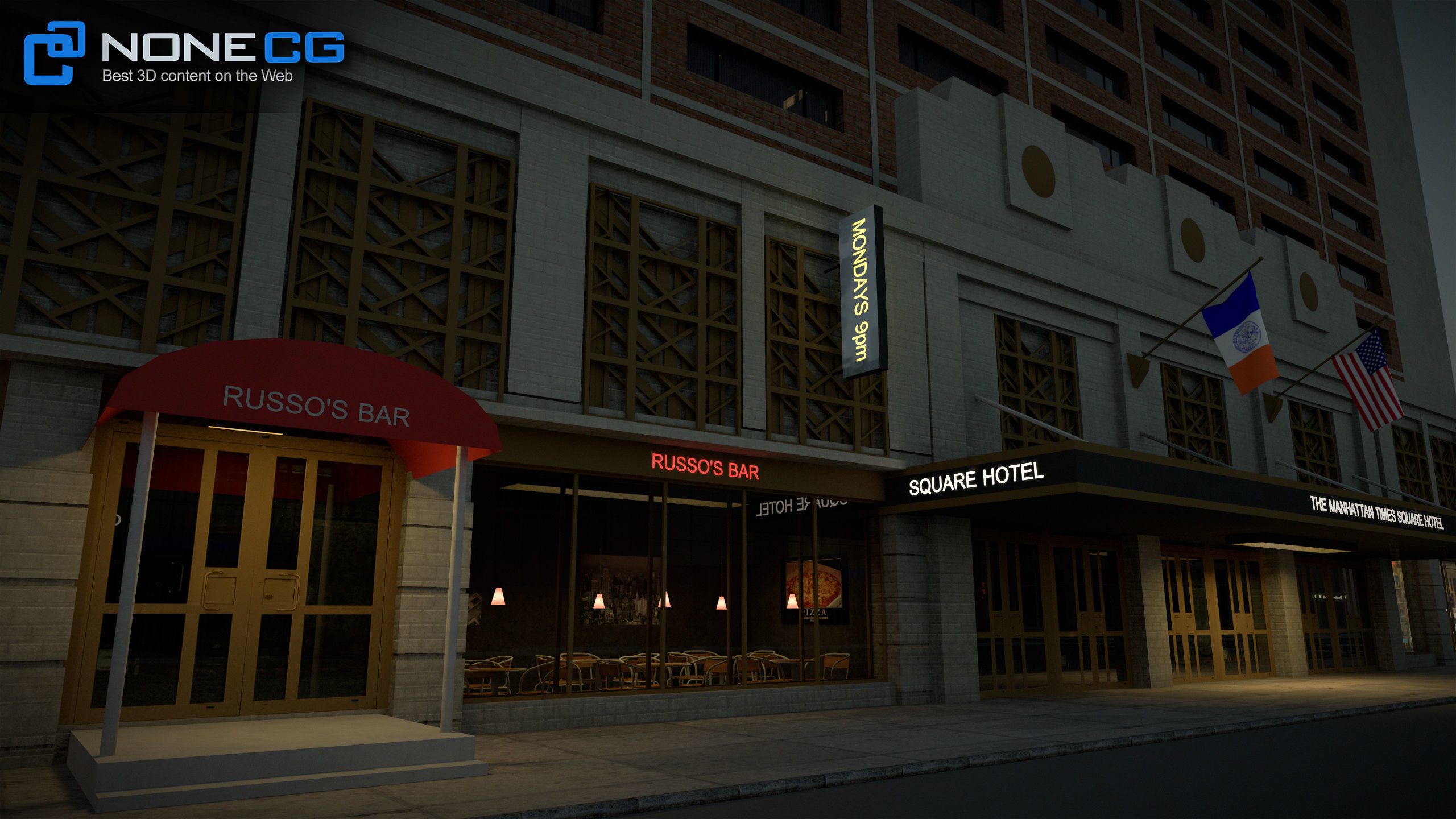 NYC Building Sheraton Manhattan Low-poly 3D model_24