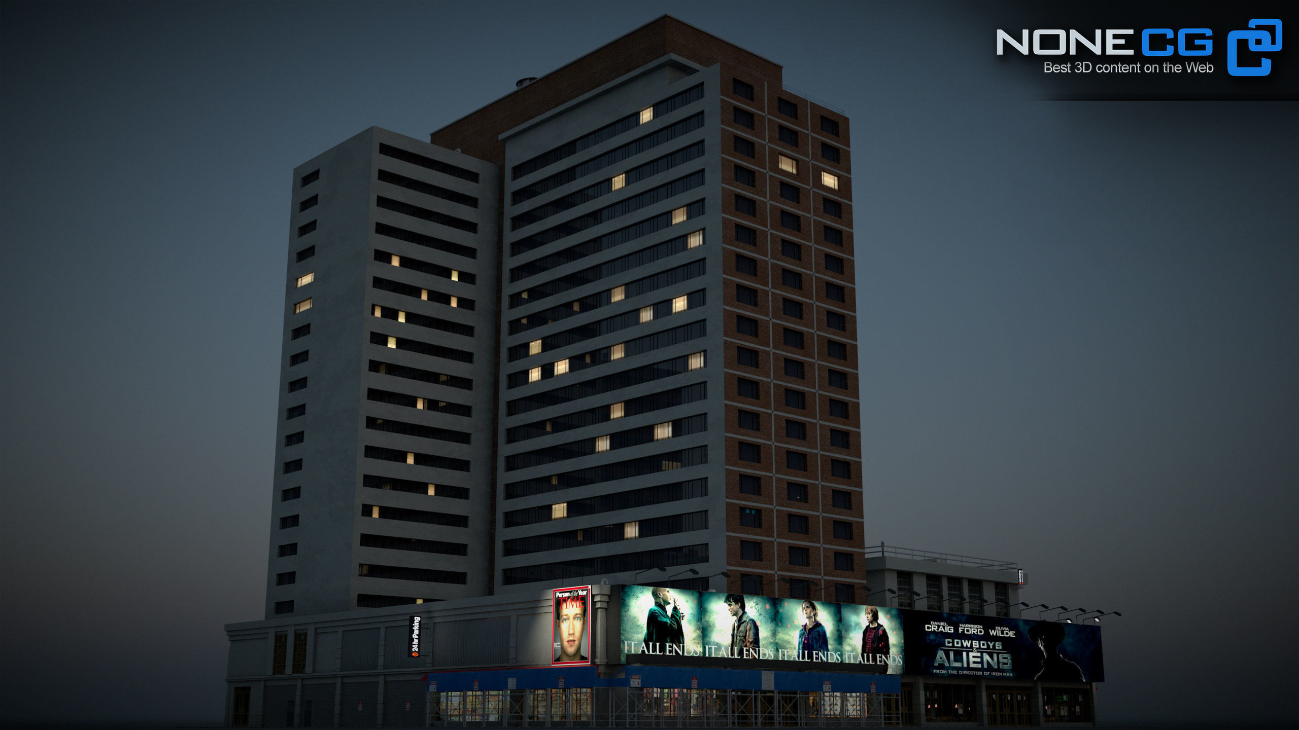 NYC Building Sheraton Manhattan Low-poly 3D model_14