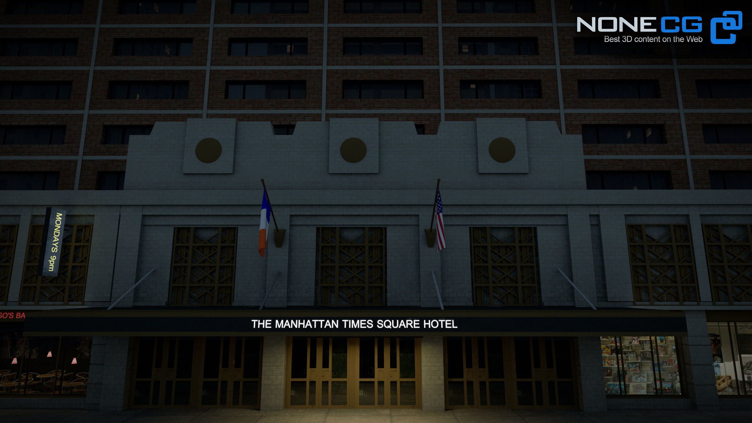 NYC Building Sheraton Manhattan Low-poly 3D model_30
