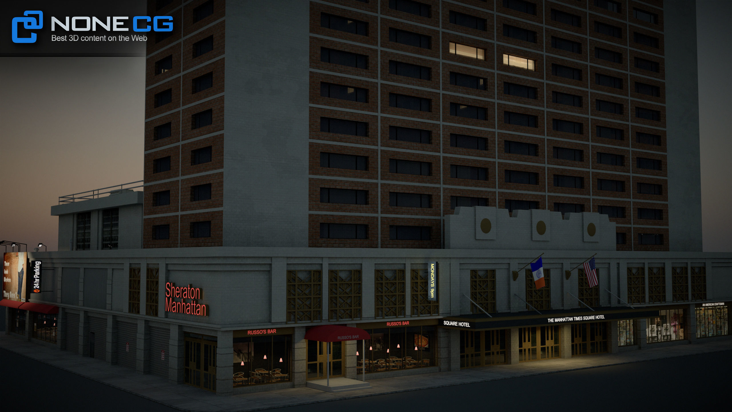 NYC Building Sheraton Manhattan Low-poly 3D model_5