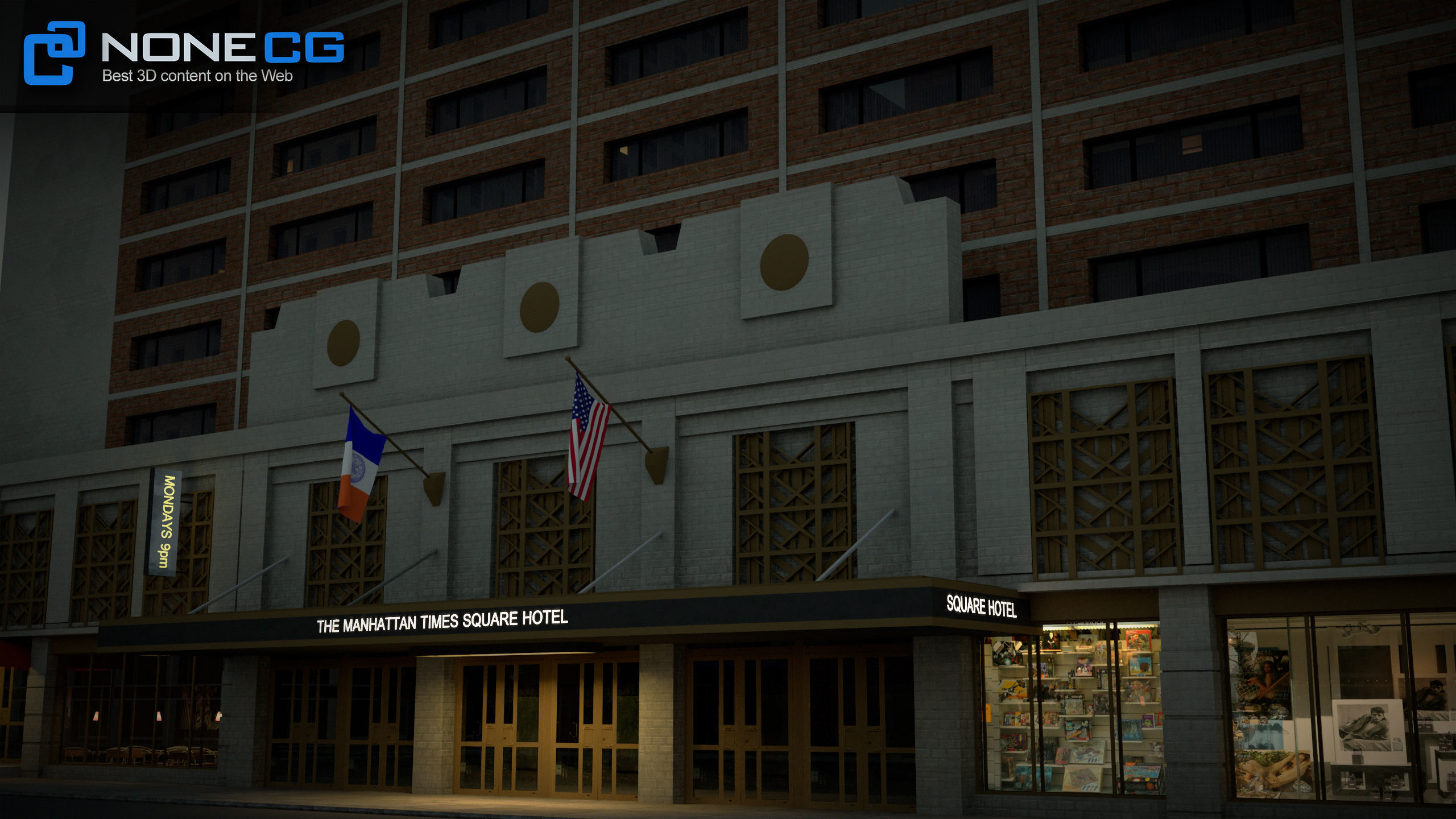 NYC Building Sheraton Manhattan Low-poly 3D model_18