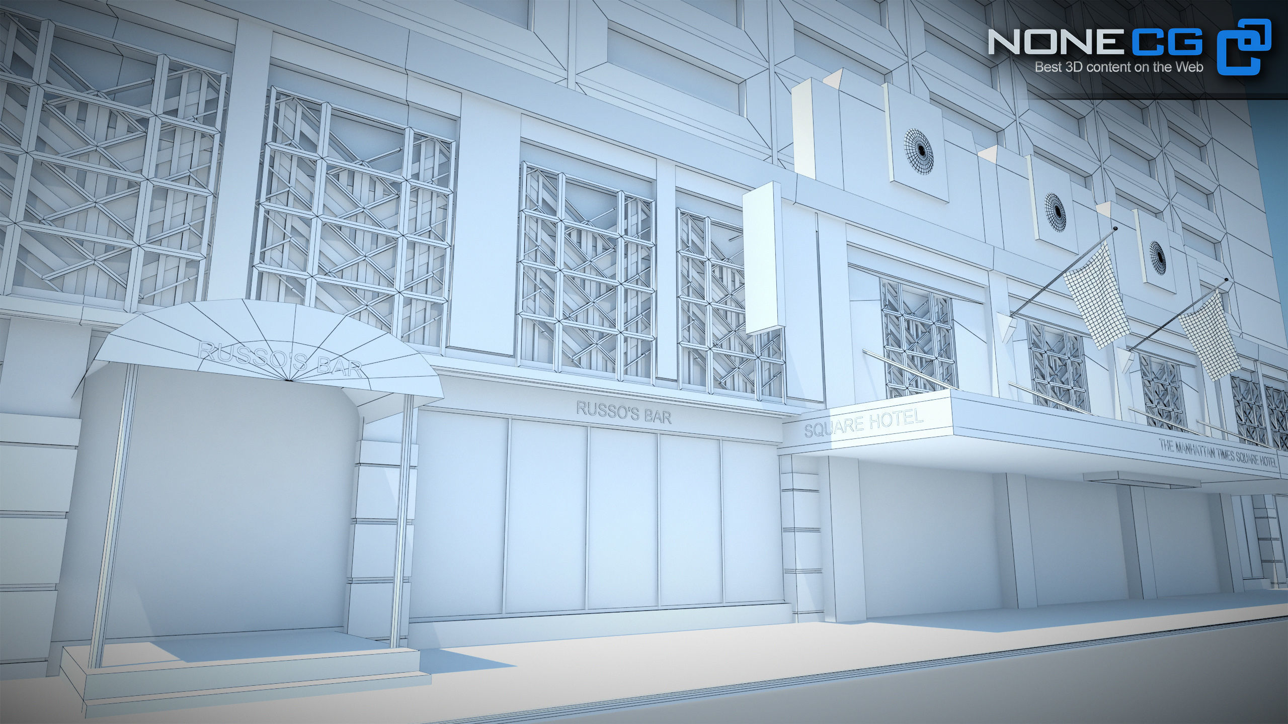 NYC Building Sheraton Manhattan Low-poly 3D model_25