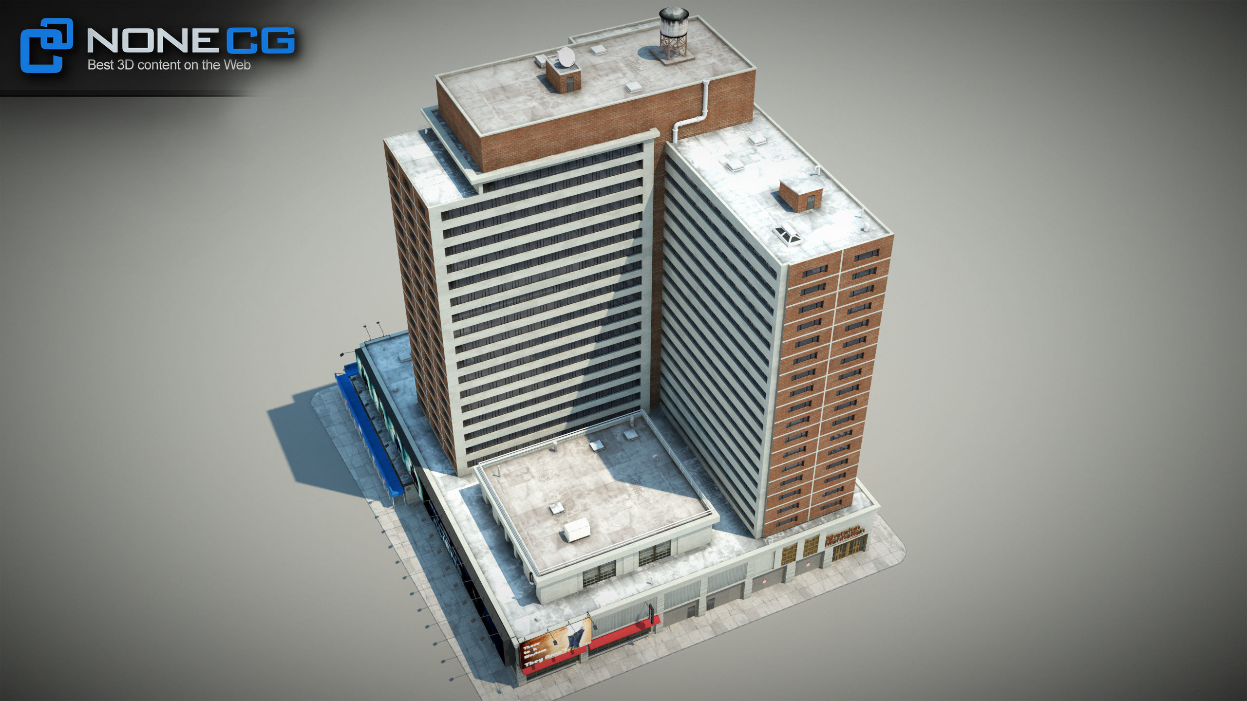 NYC Building Sheraton Manhattan Low-poly 3D model_16