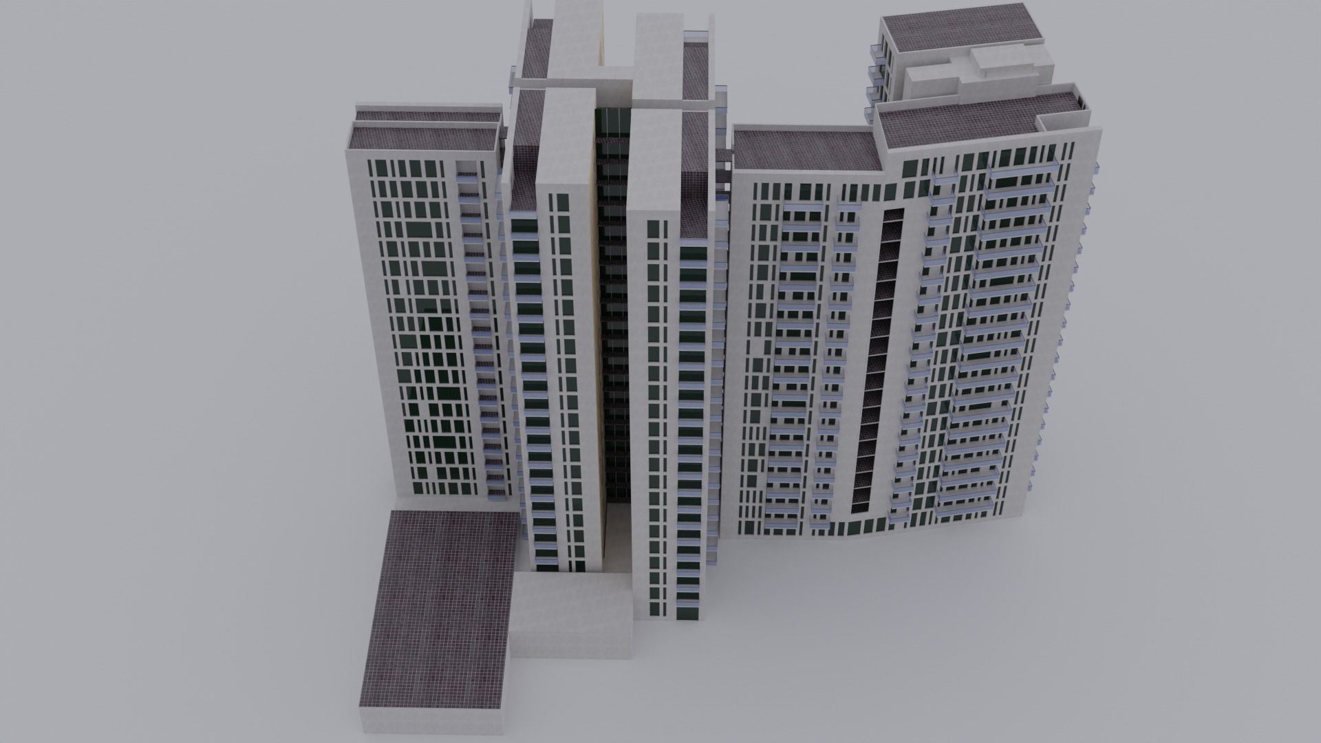 Skyscrapper Game ready building Free low-poly 3D model_2