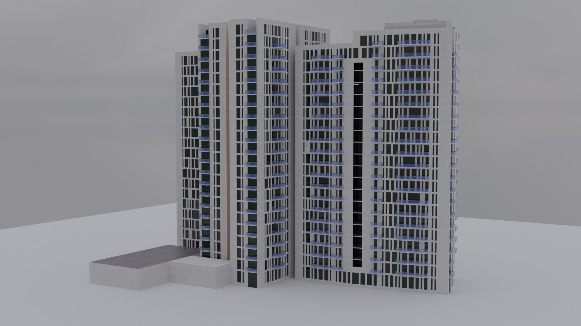 Skyscrapper Game ready building Free low-poly 3D model_1