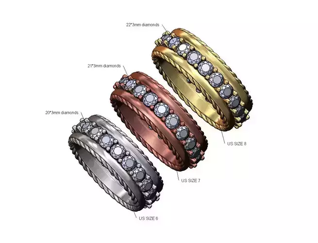 Eternity braided sides diamond band US sizes 7 8 9