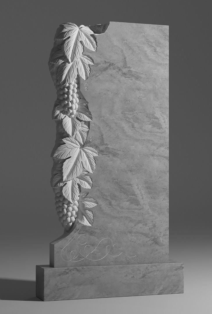 monument plaque with leaves 3D model_1