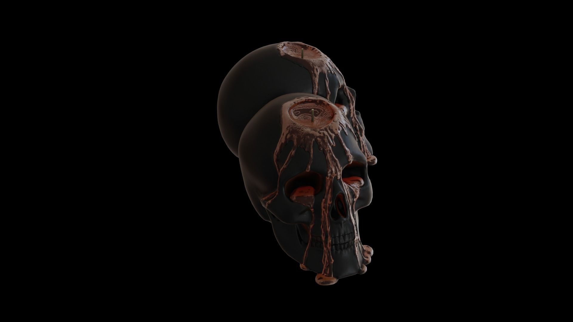 Halloween Bleeding Skull Candle 3D model_2