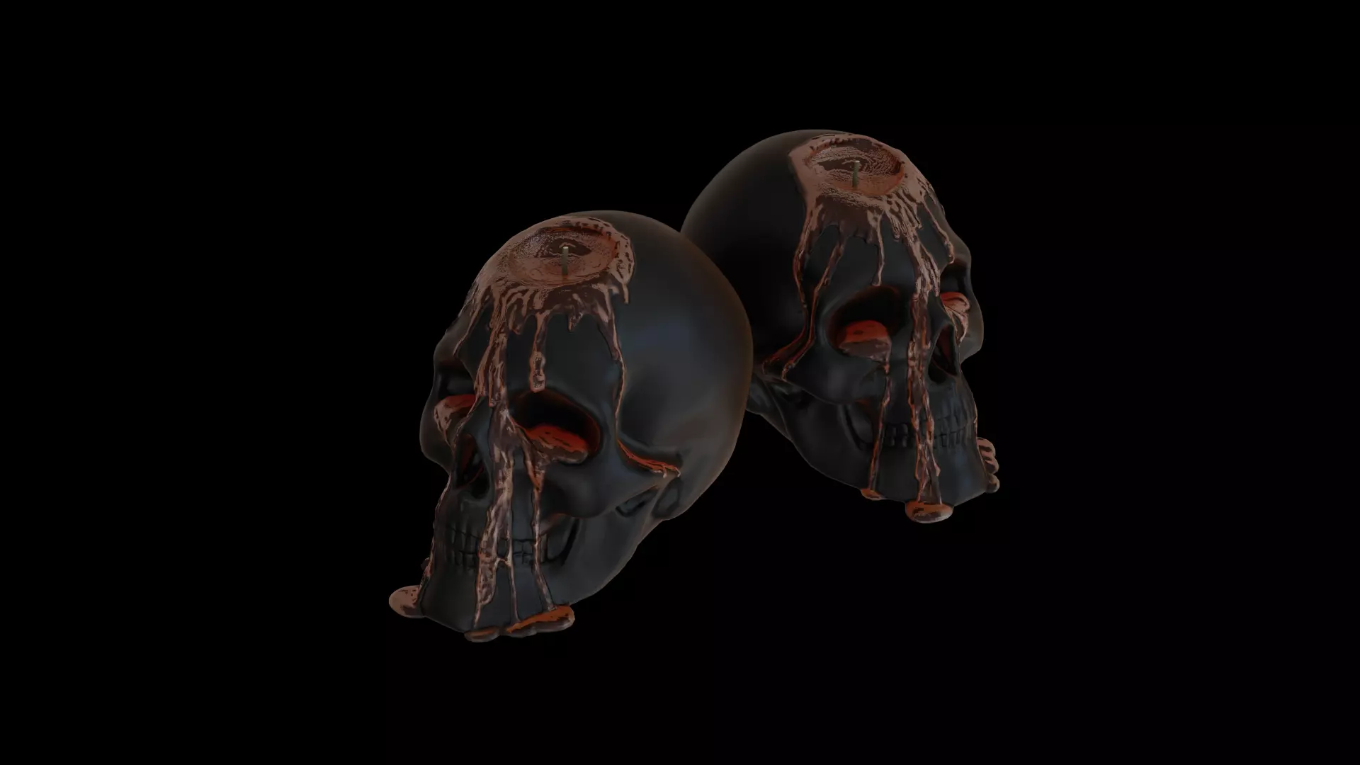 Halloween Bleeding Skull Candle 3D model_0