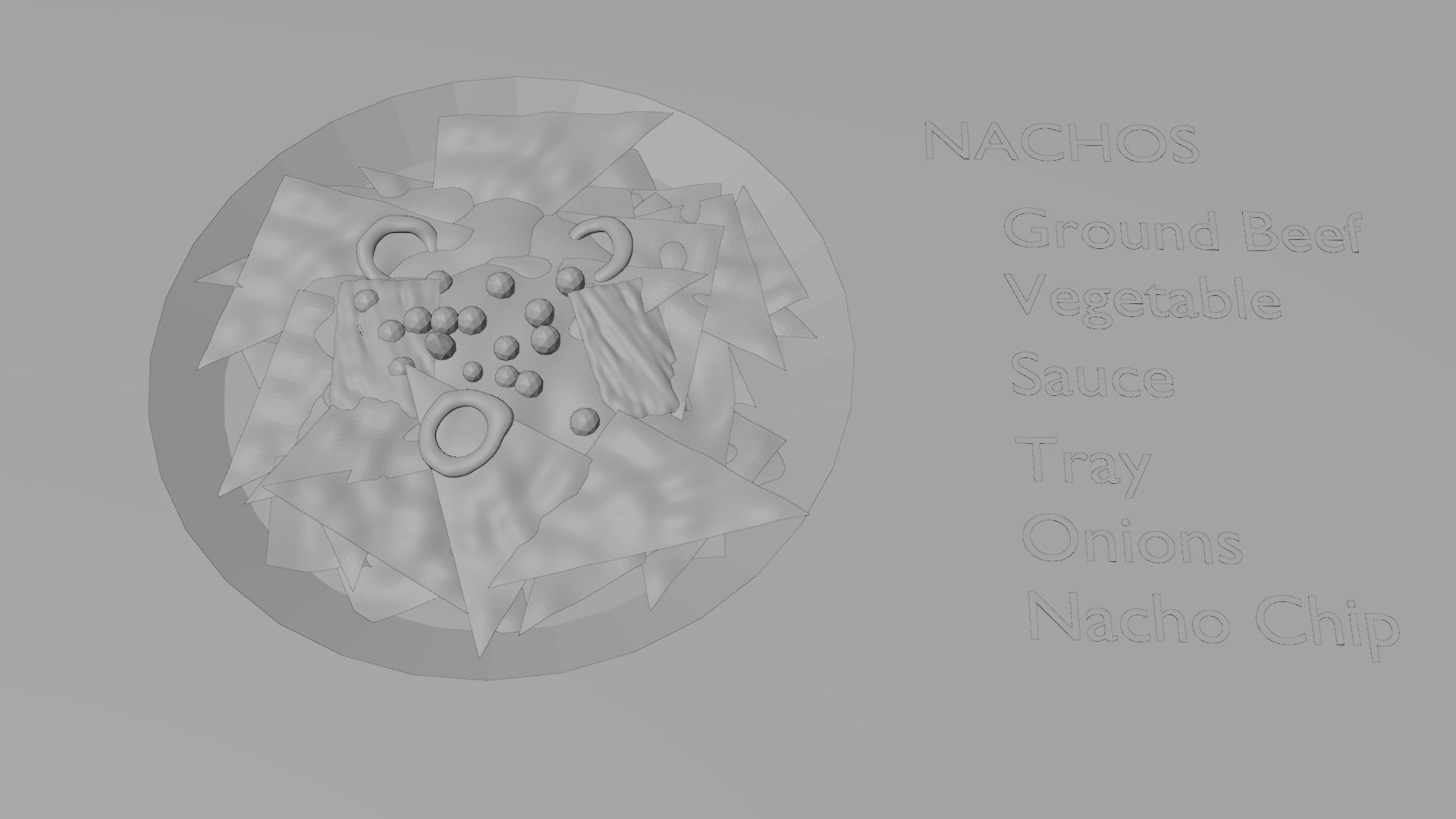 Cheesy nachos on a plate Low-poly 3D model_1