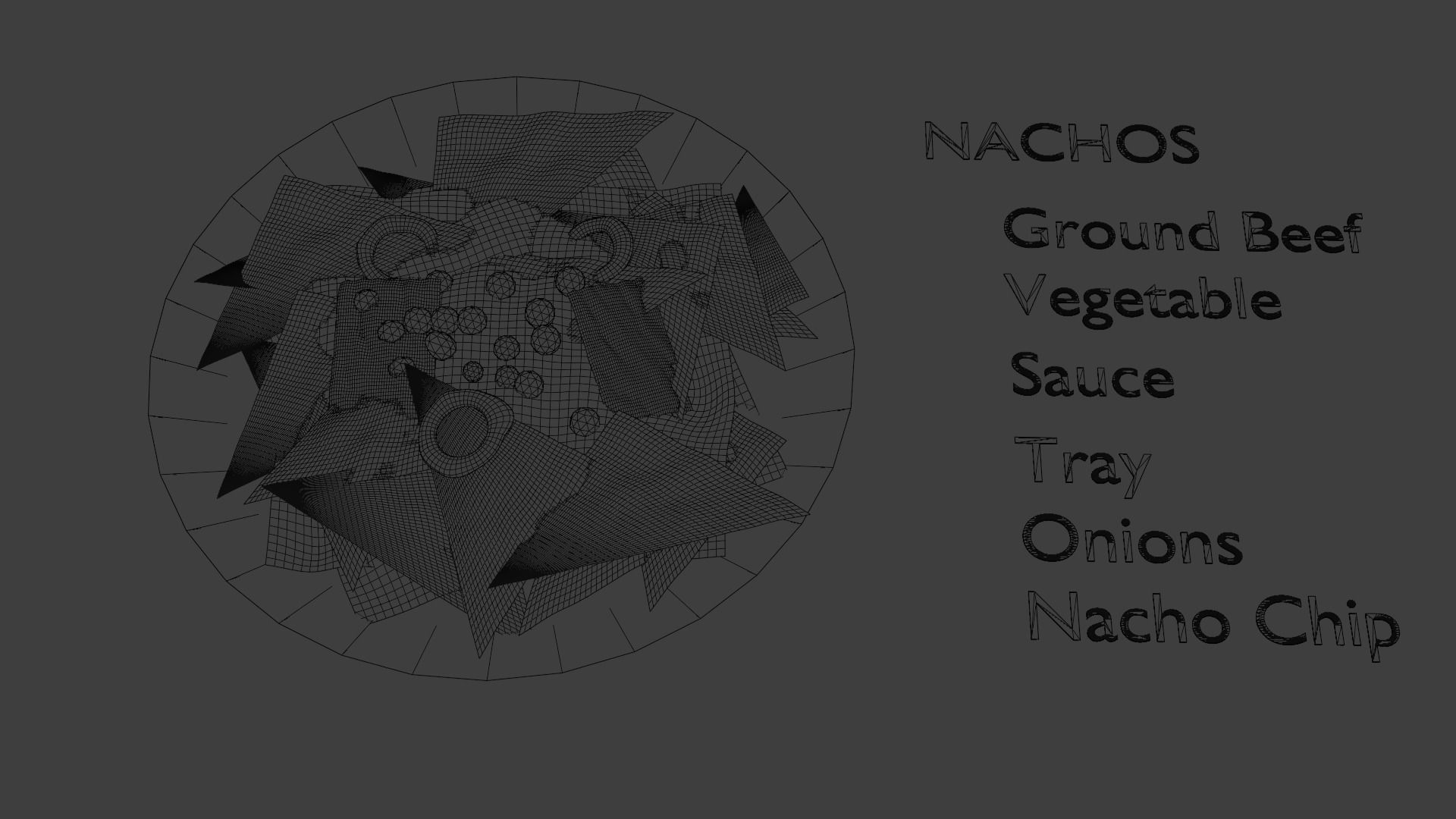 Cheesy nachos on a plate Low-poly 3D model_2