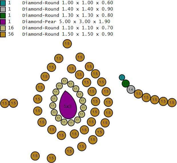 Ruby Pear With Daimonds Ring  3D printable Model 3D print model 3D print model_13