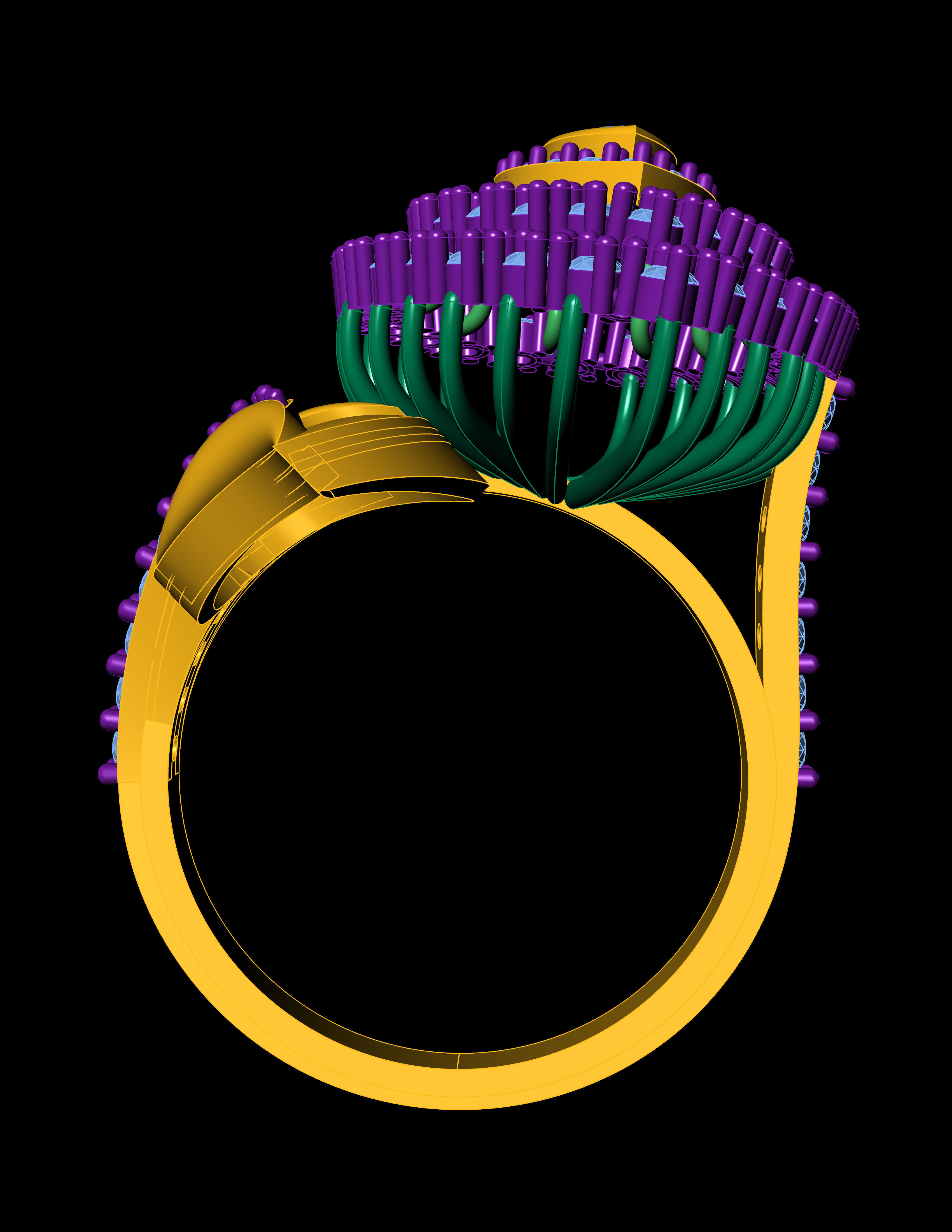 Ruby Pear With Daimonds Ring  3D printable Model 3D print model 3D print model_8