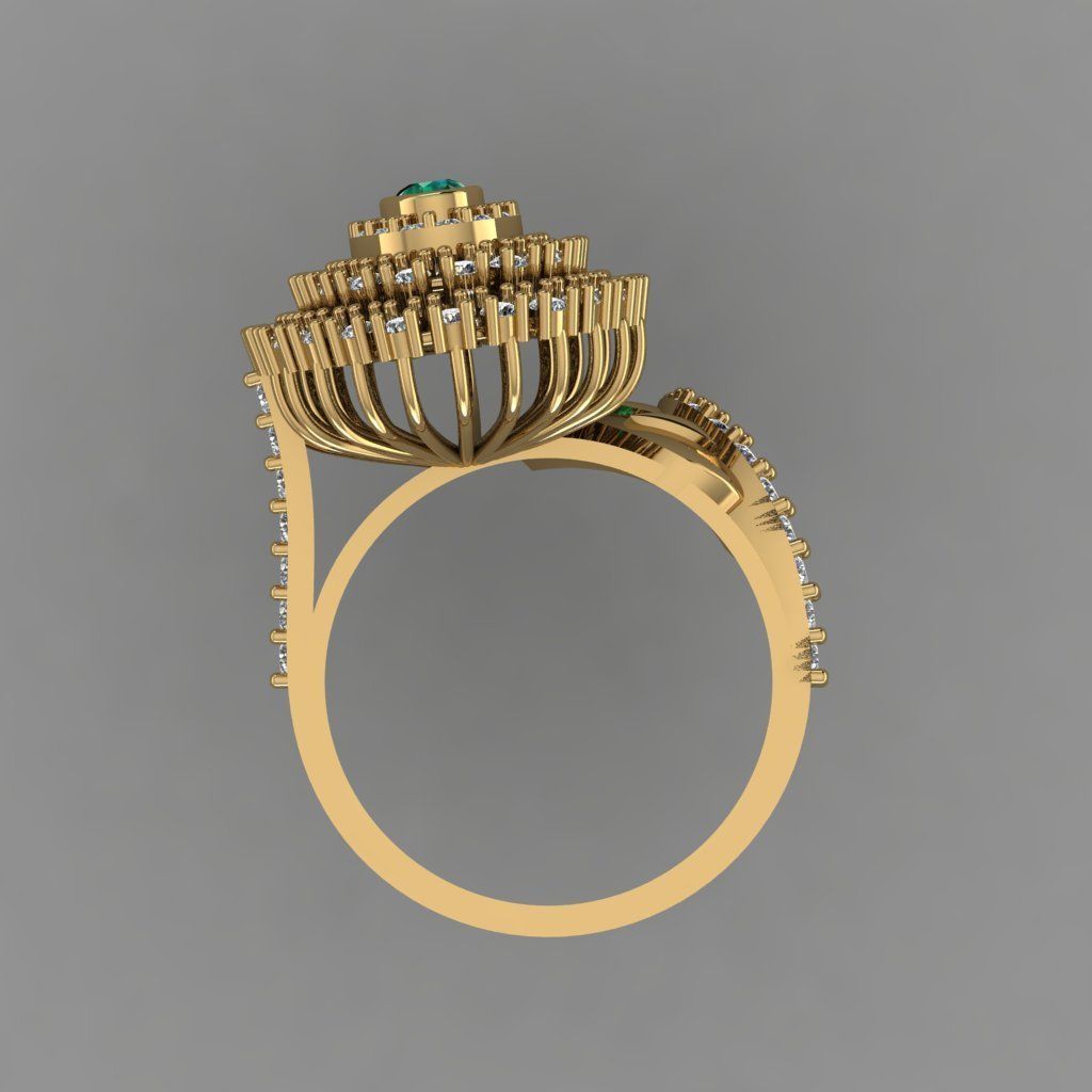 Ruby Pear With Daimonds Ring  3D printable Model 3D print model 3D print model_5