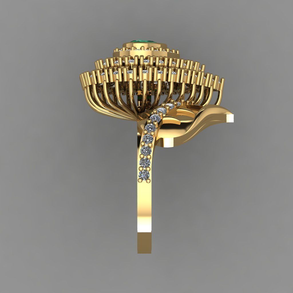 Ruby Pear With Daimonds Ring  3D printable Model 3D print model 3D print model_4