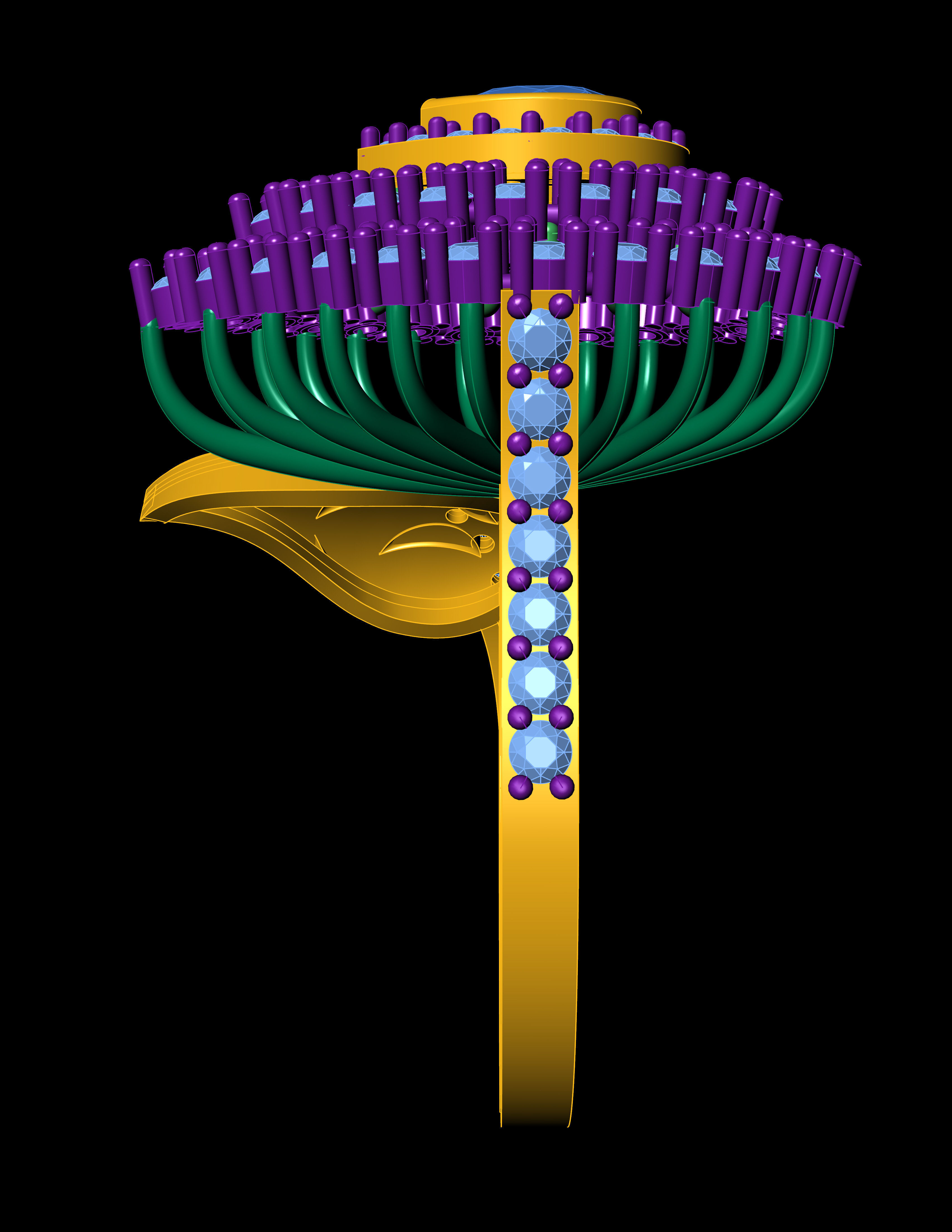 Ruby Pear With Daimonds Ring  3D printable Model 3D print model 3D print model_7