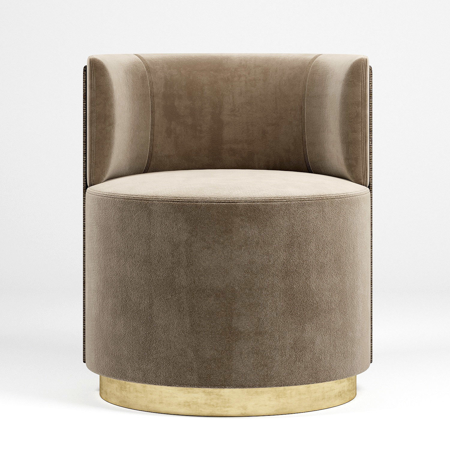 chair swivel velvet with gold legs 3D model_1