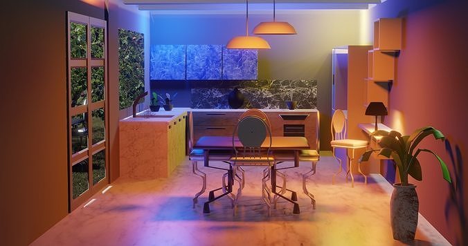 cuisine moderne Low-poly 3D model
