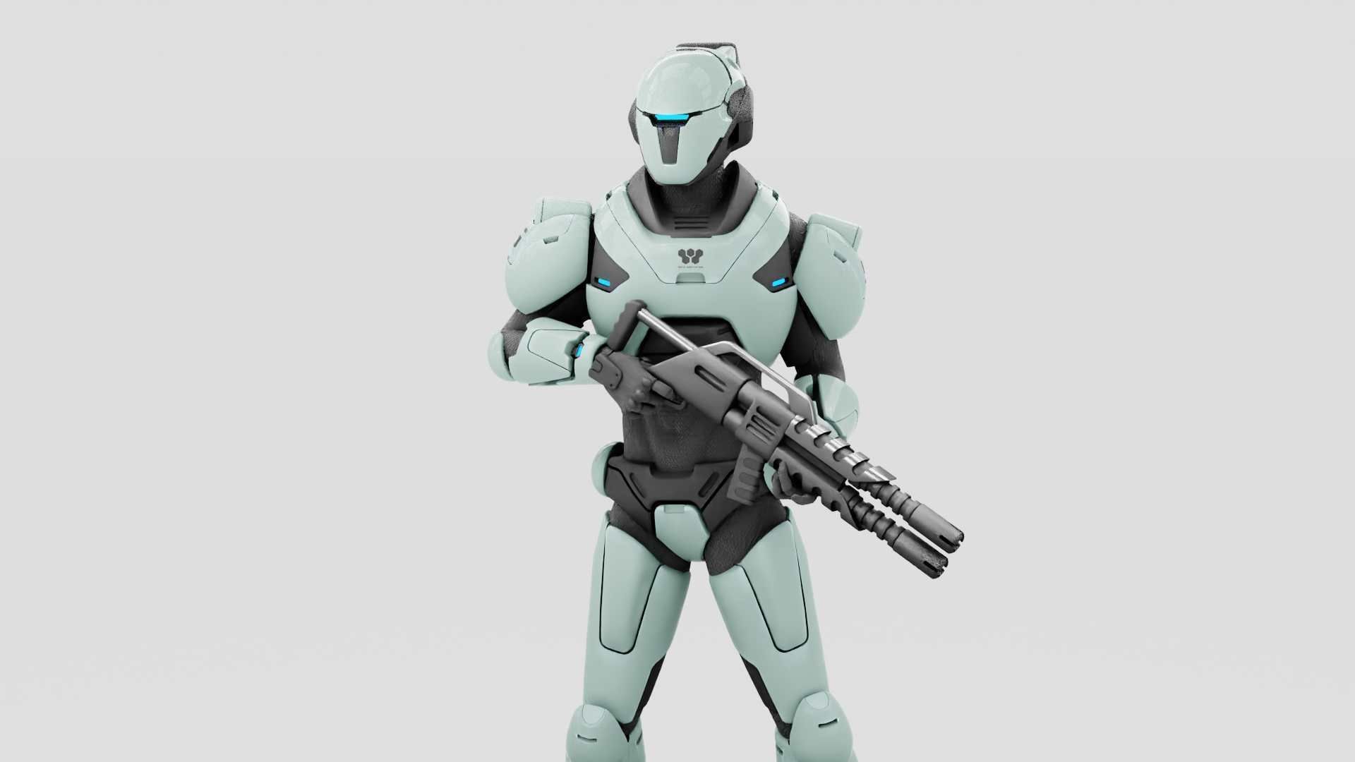 CYBER SOLDIER F-2000  RIGGED 3D model_14